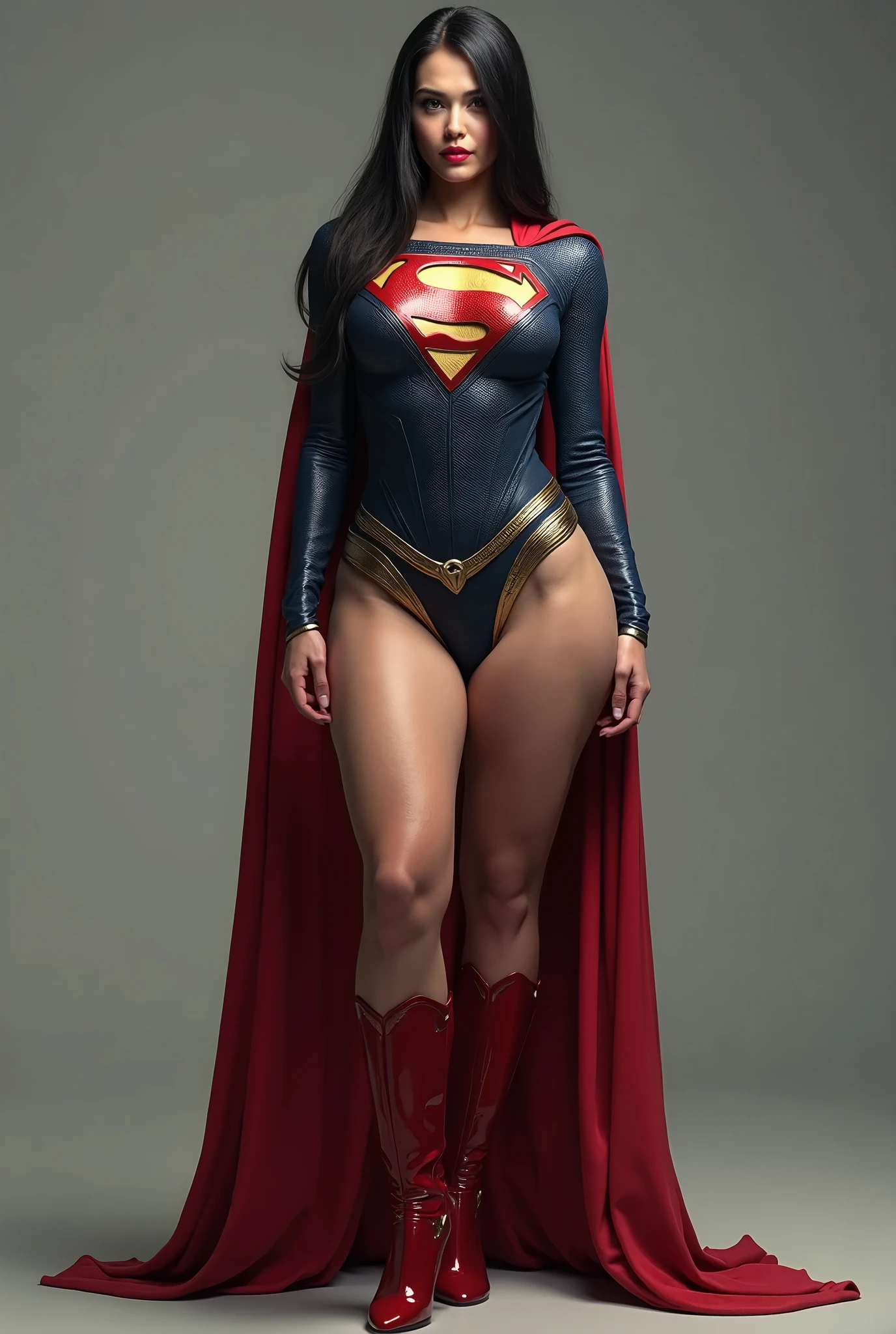 (((Wear black tights on your beautiful legs.)))、(((Grow legs、tall、Legally express the beauty of your smile)))、((((Make the most of the original image)))、(((Supergirl Costume)))、(((beautiful hairl)))、(((Suffering)))、(((Feet must necessarily be worn with black tights)))、(((You need to wear red boots)))、((Top image quality、8K))、((top-quality、8K、masterpiece:1.3))、(((Keep Background )))、Crisp focus:1.2、Beautiful woman with perfect body shape:1.4、Slender Abs:1.2、a wet body:1.5、Highly detailed facial and skin texture、8K
