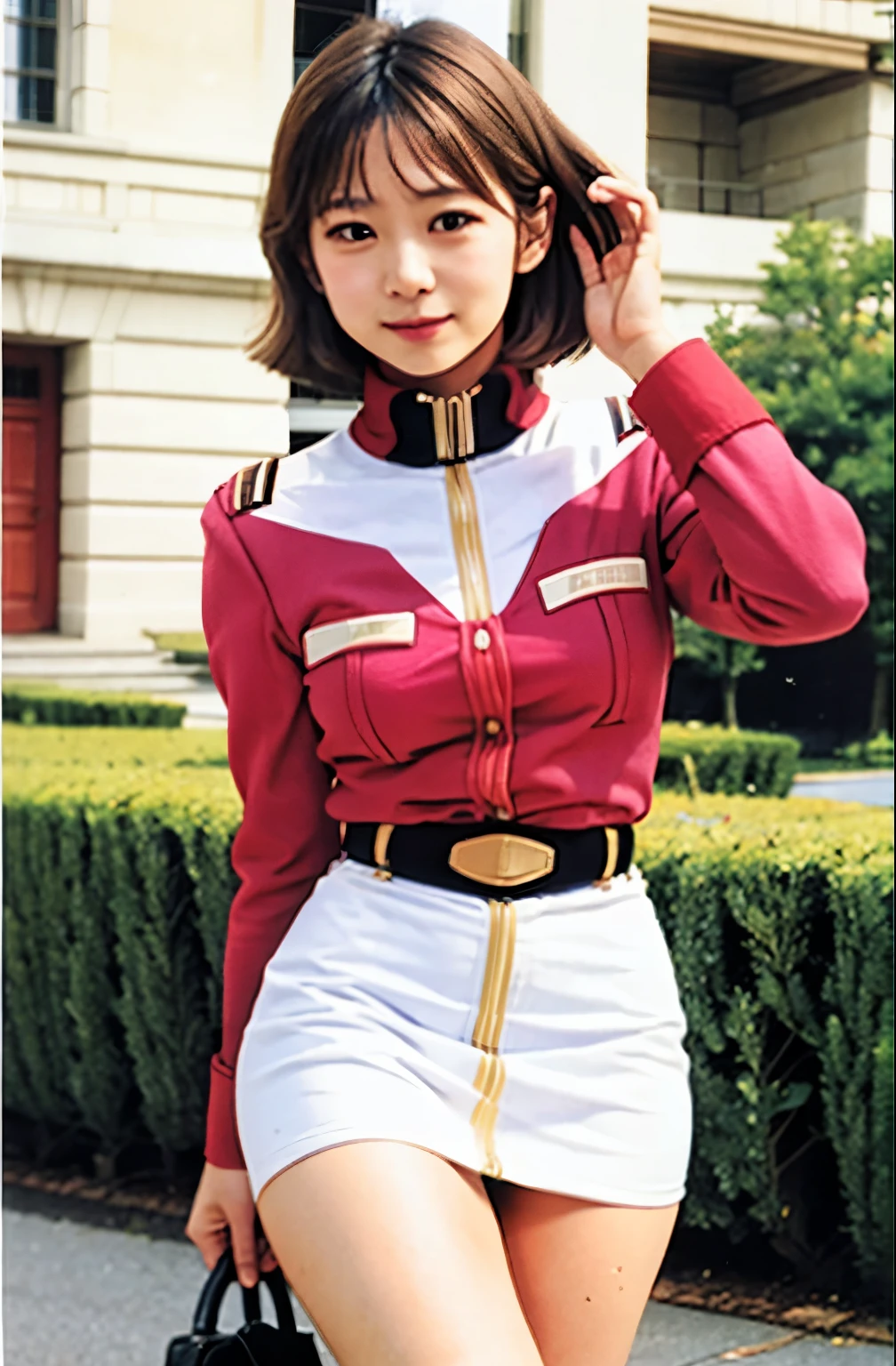 Actual Photos、Best image quality、The real picture、Squat down and spread your legs、Beautiful and great smile、(White panties:1,4)、Stroking with the right hand、Federal Army Uniform Miniskirt、Yuko Sugai、Japanese women, 、ponytail、Satomi Ishihara、pretty girl、White pantiesーが丸見え、(White pantiesー:1.3)、Ultra mini skirt、Beautiful thighs、White pantiesー、ミニスカートがめくれてWhite pantiesーが見えてる