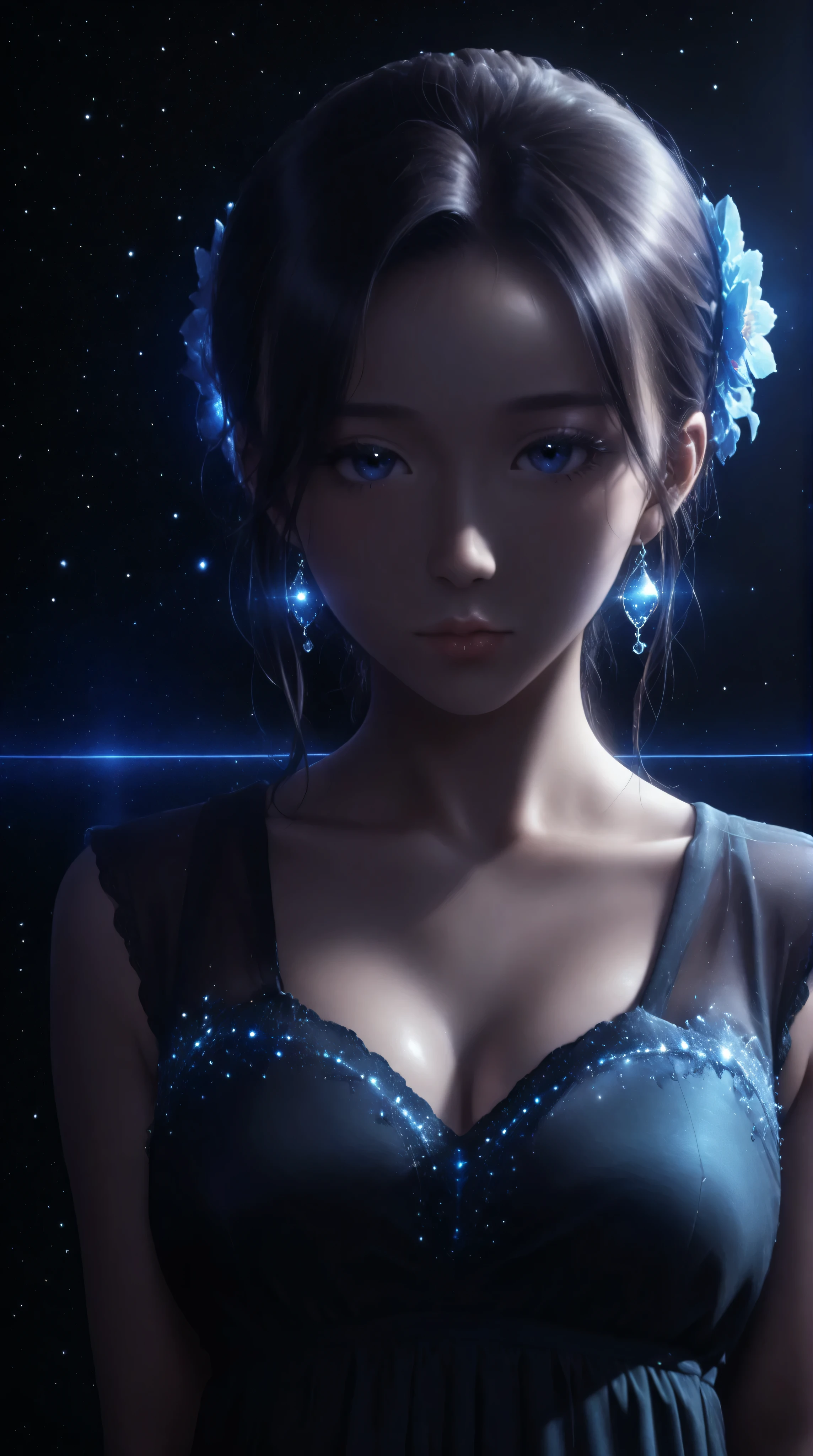 Renaissance Minimalism, beautiful girl, detailed eyes, subtle color palette, meticulous, galactic, interstellar, glowing light, soft light and shadow, vivid emotion, timeless elegance, meticulous attention to detail, delicate and delicate texture, harmonious composition, understated beauty, classic art, serene environment, a unique perspective, shiny skin,
