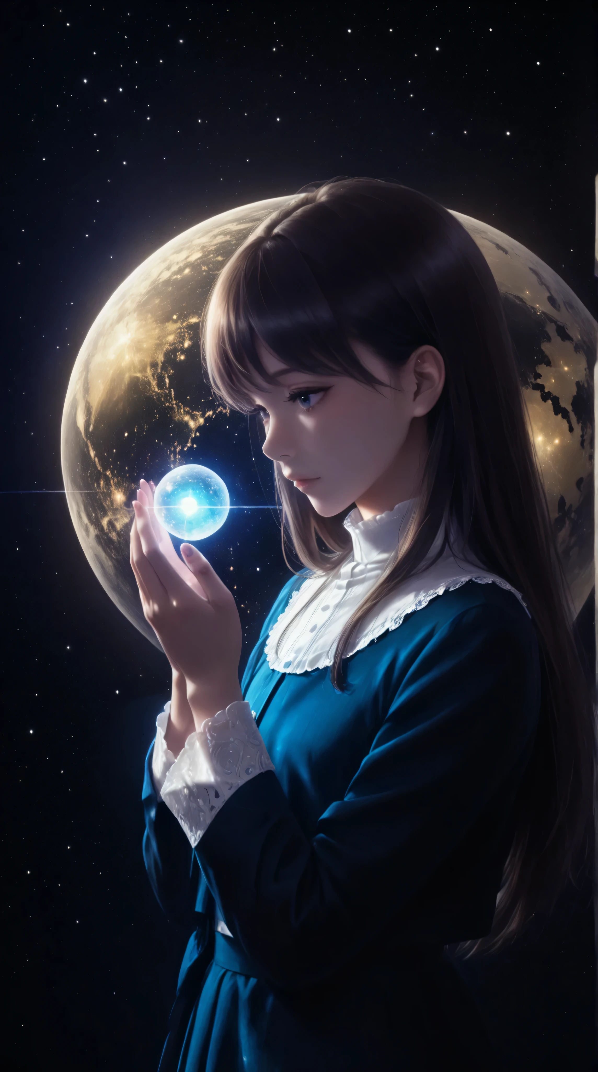 Renaissance Minimalism, beautiful girl, detailed eyes, subtle color palette, meticulous, cosmic, glowing light, soft light and shadow, vivid emotion, timeless elegance, meticulous attention to detail, delicate and delicate texture, harmonious composition, understated beauty, classic art, serene environment, a unique perspective, shiny skin, 
