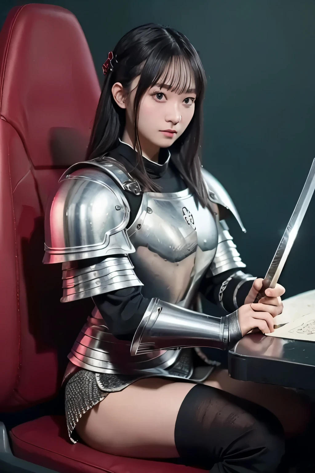 top quality , Masterpiece, high resolution, in the seat, Knight Armor, Are you ready to go to the battlefield with a long sword in your hand 、Ready to go to battle