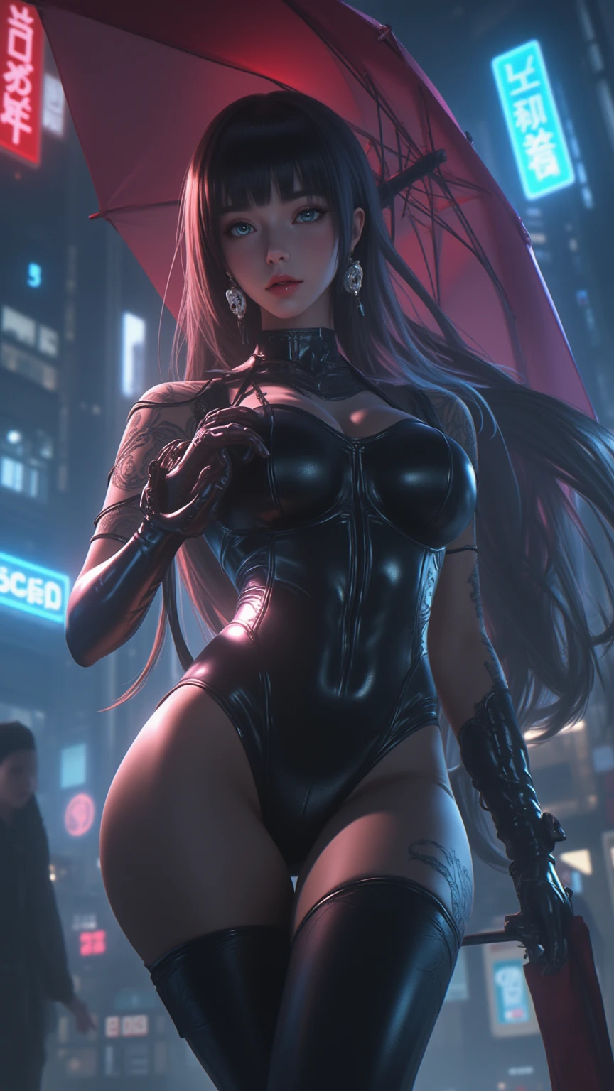 Beautiful young Caucasian woman with long hair Elektra is a lethal assassin and mercenary known for her martial arts skills and wielding a pair of sai. New York City, Time Square. Elektra's classic outfit usually consists of a dark red outfit, often consisting of a long-sleeved short top with dark red tights. She is also known for wearing bandages that wrap around her forearms and hands, as well as adopting accessories such as belts. spy and skilled manipulator. Standing out as a beautiful intriguing figure, she is a killer. Her determination, cunning and complex connections make her an intriguing and multifaceted figure. (best quality: 1.0), (Ultra Highres: 1.0), highly detailed face and eyes, (photorealistic: 1.2)