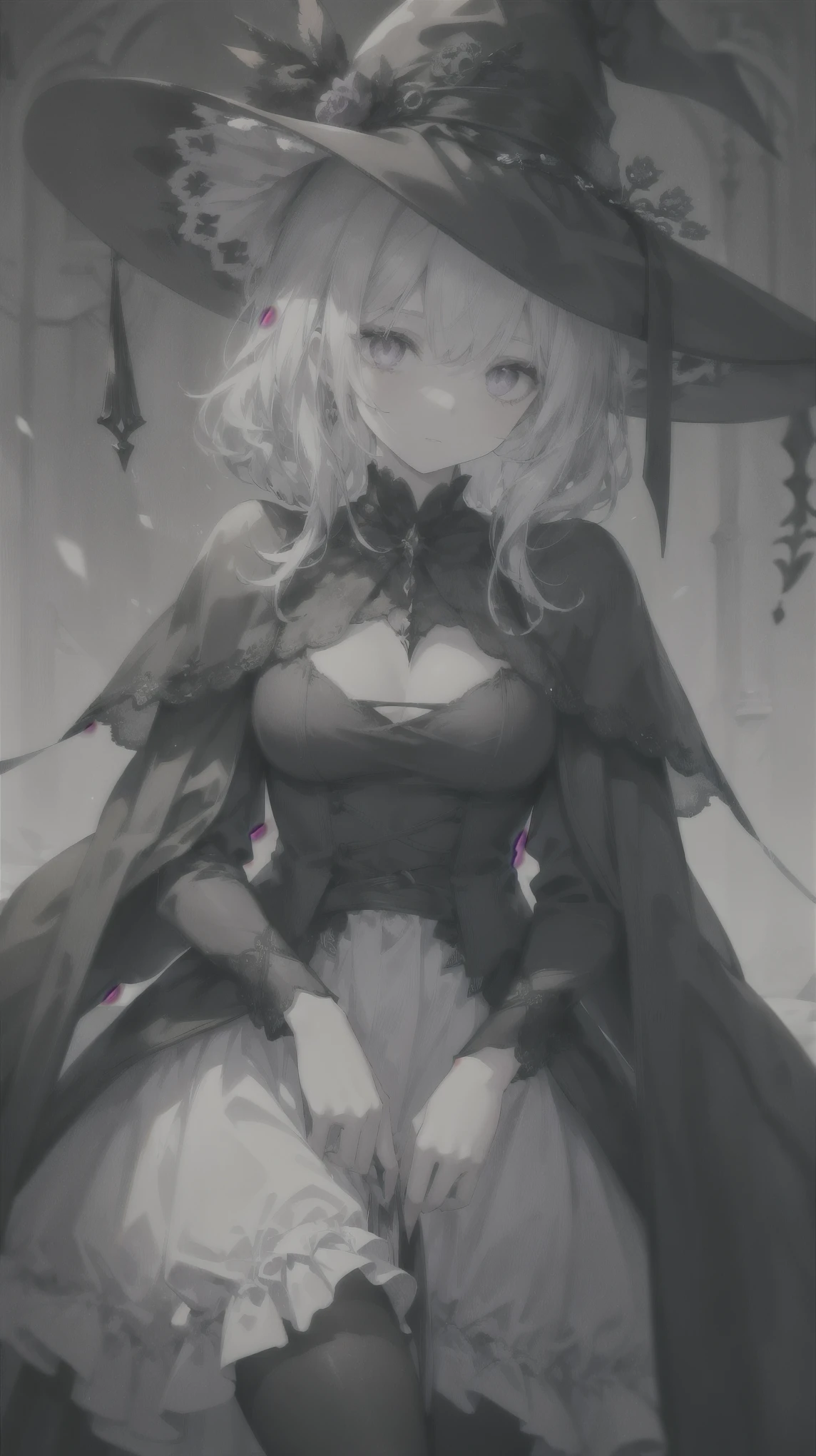 Kid reptile girl with black scales, long black reptile tail and large black horns in a ruined building with a long dirty white lab coat, dirty white shirt, dirty white pants, holding a beaker, long black hair, yellow reptilian eyes, close up shot