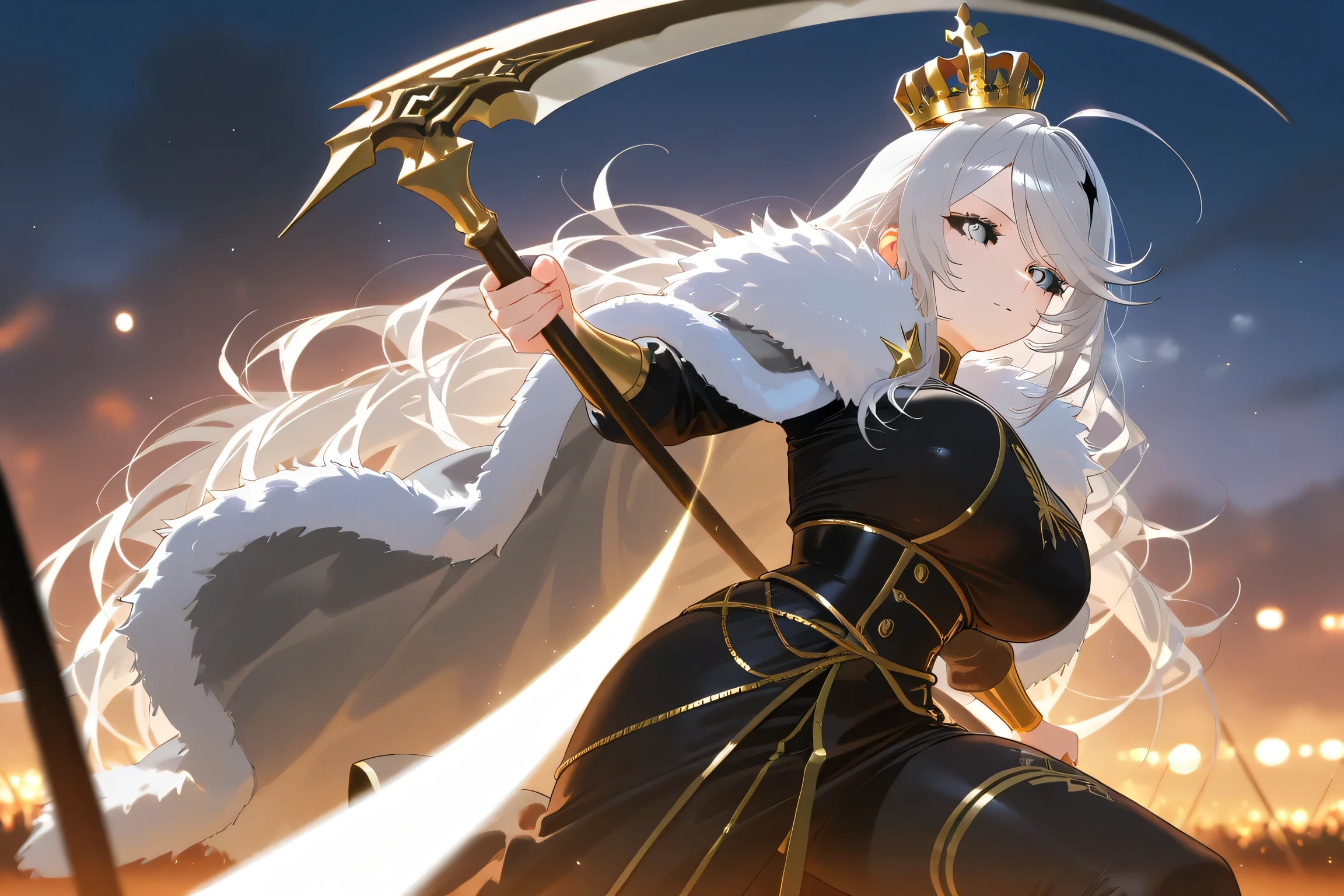 Anime girl with a sword and a white cape holding a sword - SeaArt AI