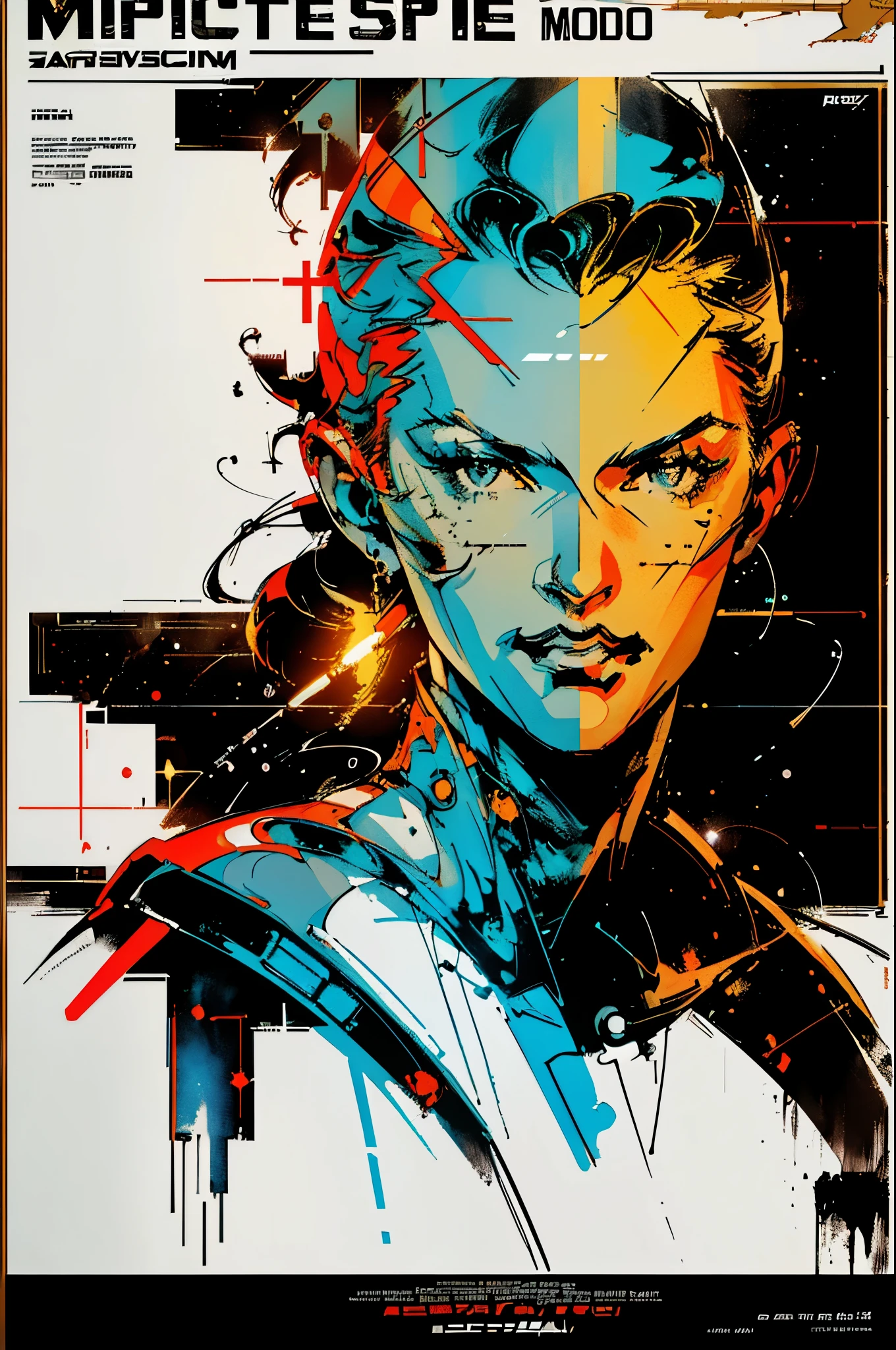 (((masterpiece,best quality))),32K Wallpaper,((( very detailed poster))),retro vintage,sci-fi,(((space thriller cinematic movie poster))),(((Bauhaus))),(((mid-century modern))),(((ultimate futuristic))),(solo1girl :1.2)