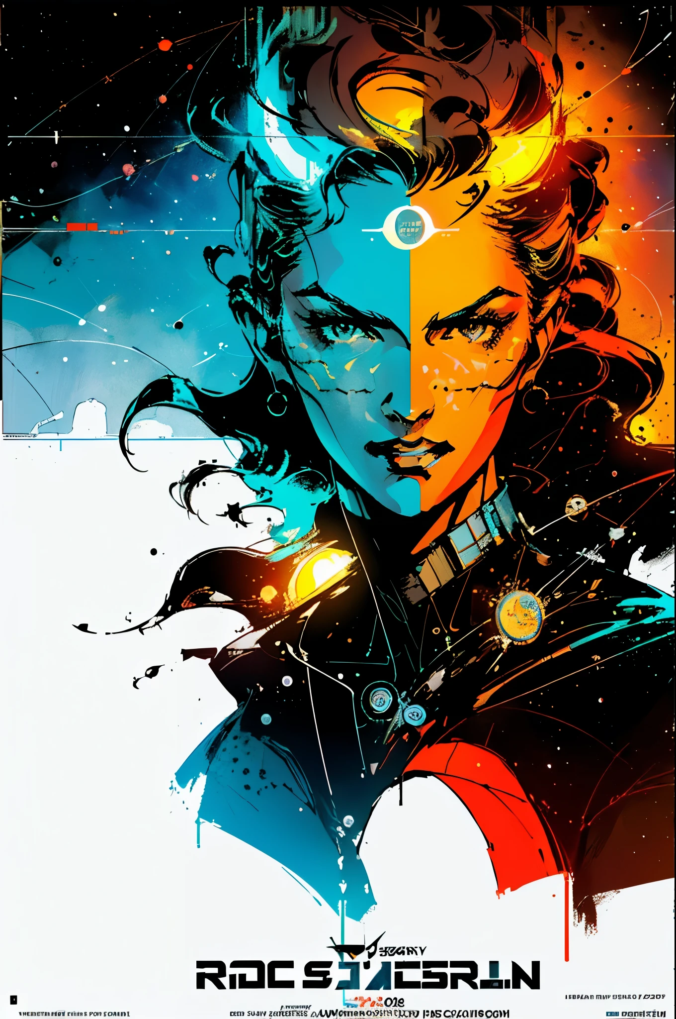 (((masterpiece,best quality))),32K Wallpaper,((( very detailed poster))),retro vintage,sci-fi,(((space thriller cinematic movie poster))),(((Bauhaus))),(((mid-century modern))),(((astronomy))),(solo1girl :1.2)