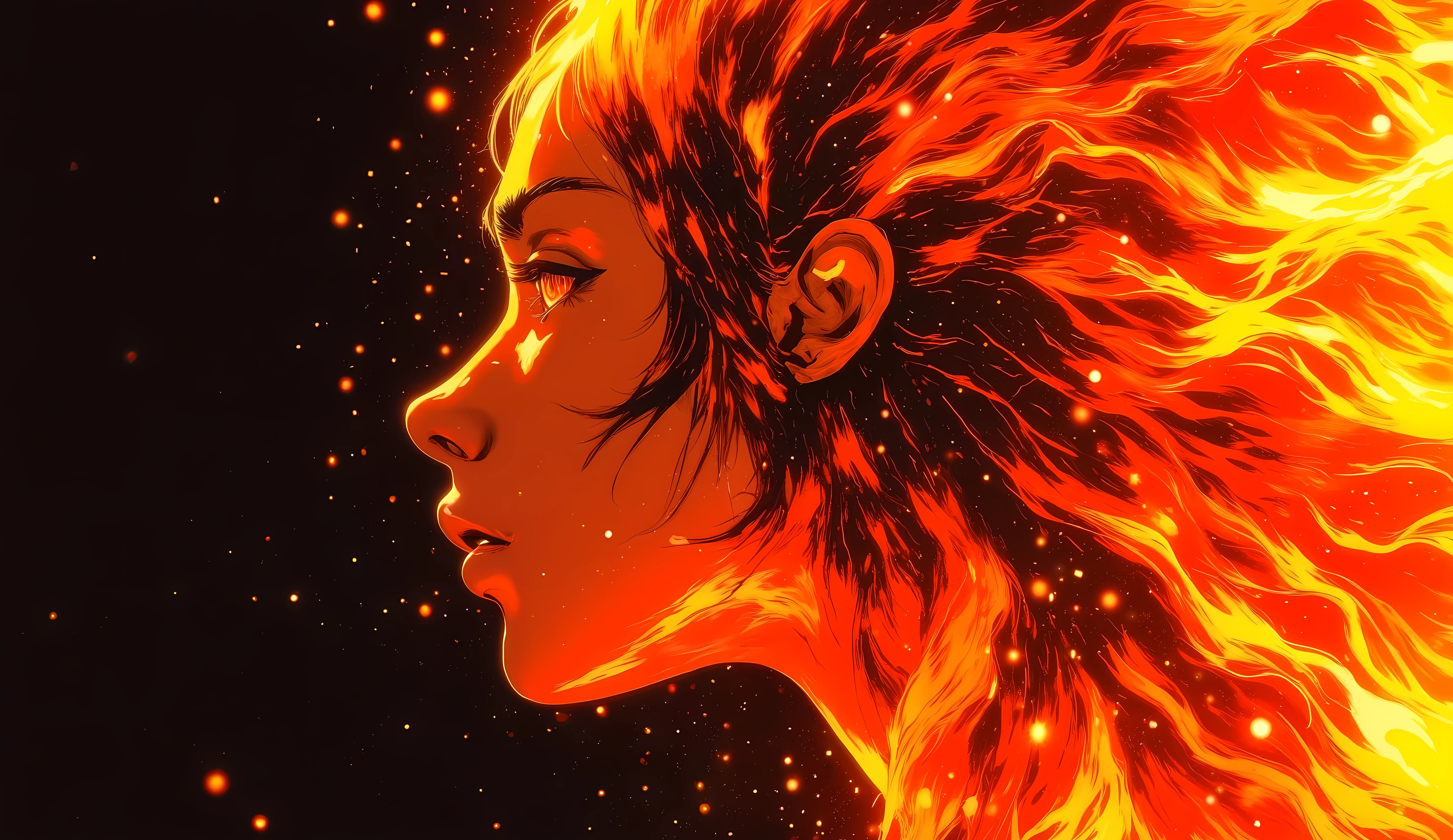 high quality, 8K ultra HD, Una hermosa double exposure que combina una silueta de mujer con un fuego azul enorme, el fuego azul should serve as a backdrop, with its details incorporated into the woman , sharp lines, The background is monochrome, sharp focus, double exposure, By Yukisakura, stunning full color, anime