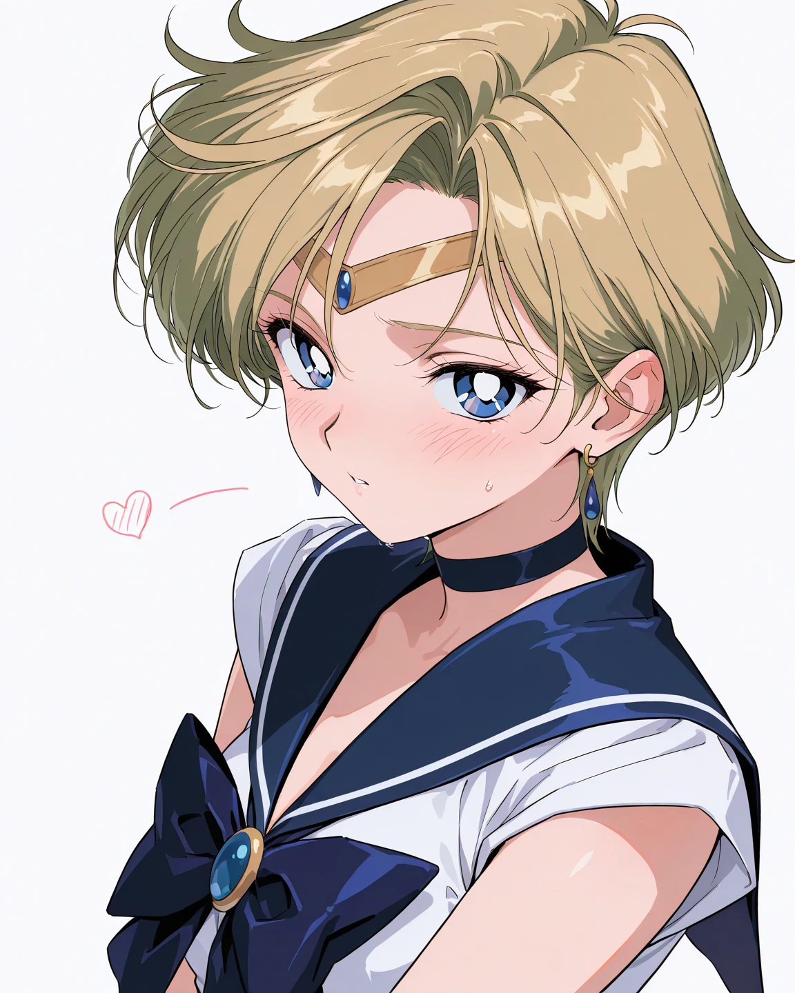 (masterpiece), highest quality, Expressive eyes, Perfect Face, Open your mouth, cum on tongue, Cum in mouth, tongue, tongue out, short hair, blush, , Ahegao, Medium chest, short hair, Sailor Moon Uranus, blonde, blush, Sweat、((naked))、Blowjob,Bend your legs,Big nipples