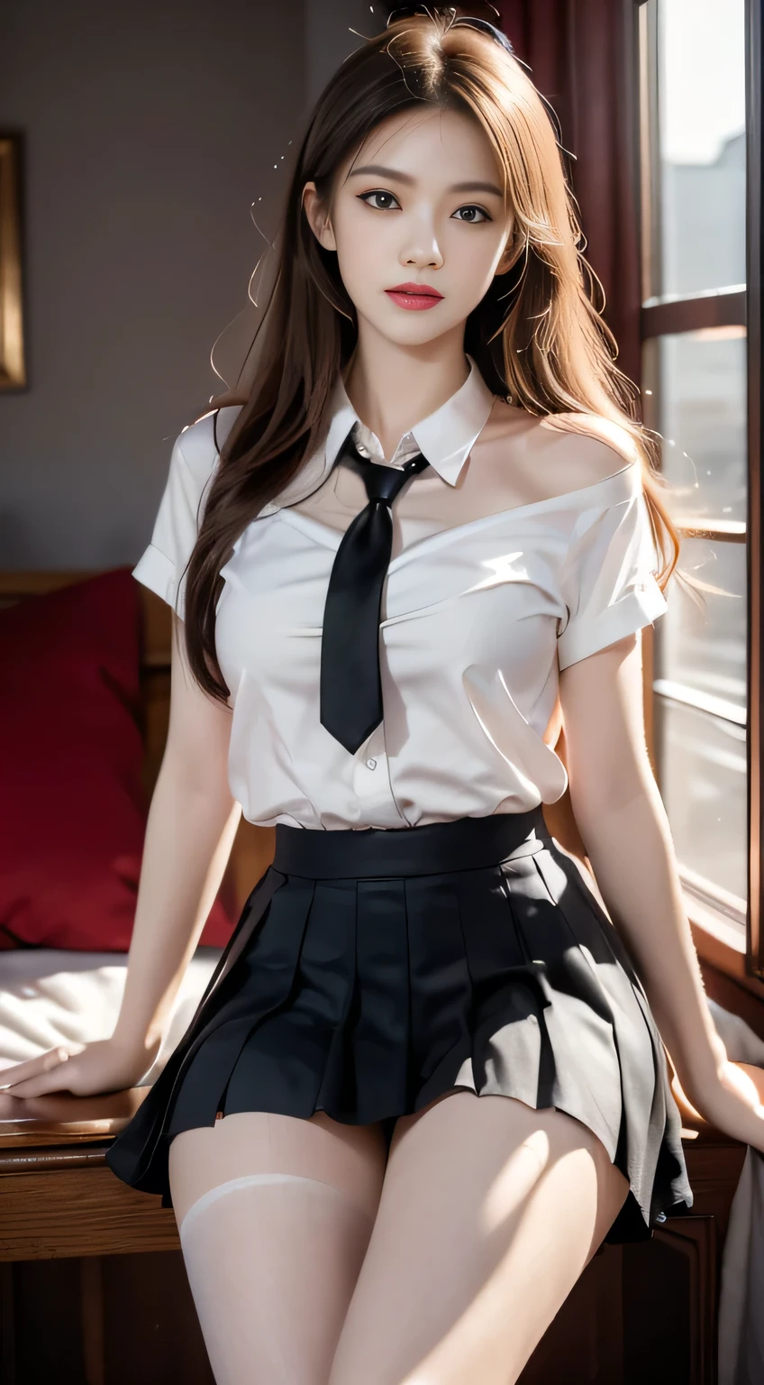 (1 girl), (sexy look:1.5), (flat chest:1.3), (very detailed目, very detailed顔), (超realistic, High resolution), (highest quality:1.4), (hyper quality), realistic skin texture, RAW photo, (realistic, Photoreal:1.37), very detailed, professional photography, (school uniform, pleated skirt:1.3), (look at me), (School, classroom), ((Meet me face to face:1.4)), (from below:1.3), realistic private parts, lace panties, Japanese high school girl、超highest quality、masterpiece、超High resolution、Depth of written boundary、(Photoreal:1.4)、(Award-winning photo、信じられないほどのmasterpiece:1.3) 、RAW photography、golden ratio、Highly detailed CG Unity 8k wallpaper、detailed and complex、original、High resolution、RAW photo、(perfect body shape)、detailed and complex、Digital single-lens reflex camera、soft writing、(background person blur:1.1)、Sigma 85mmF/1.4、50mm Lenac lighting、nffsw、hyper real、color grade, Rear view,from below:1.3), (((hold the hem of her skirt, she spreads her legs and shows off her real pussy.:1.4))), 