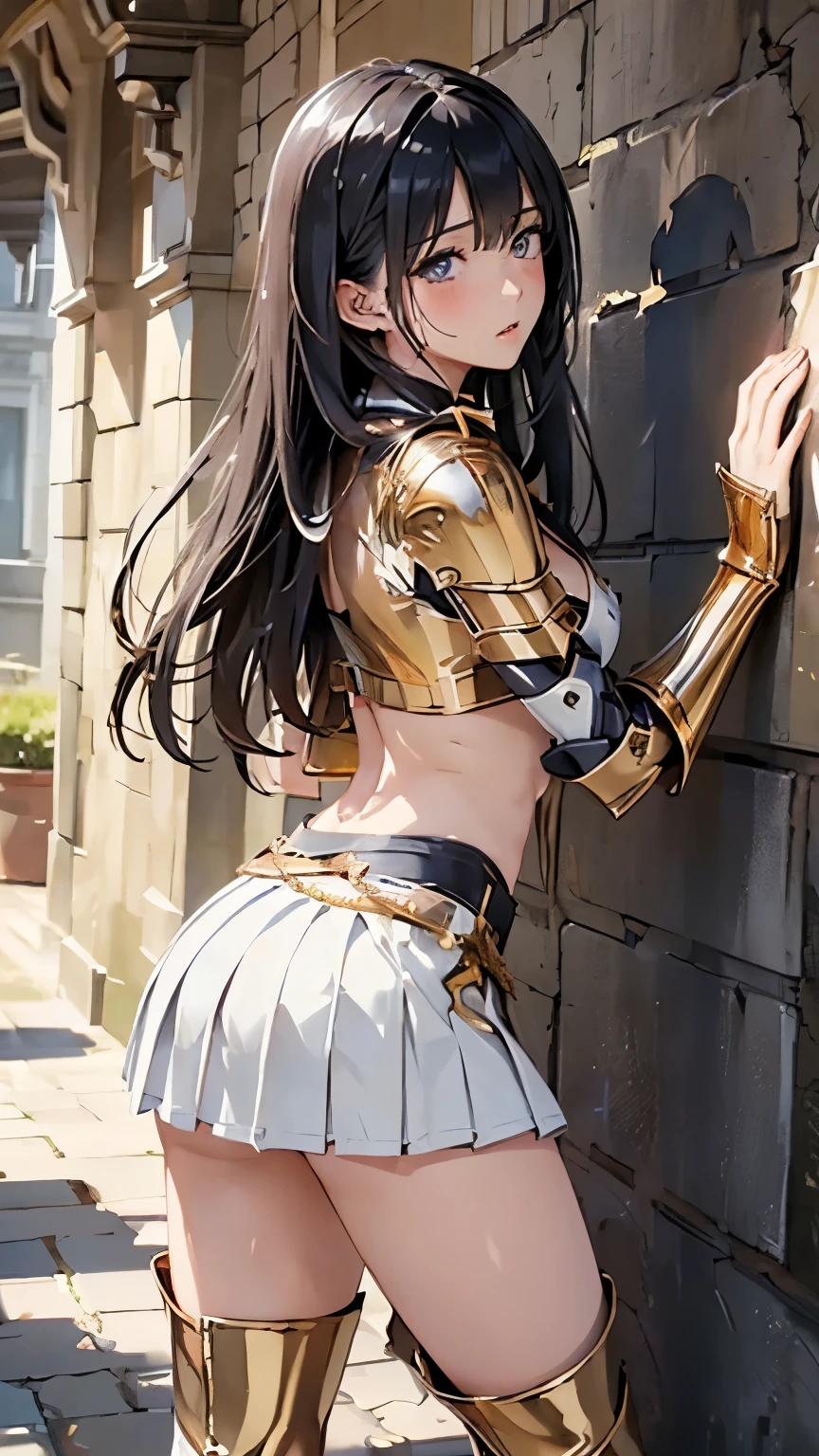 (BSDM), asou yuuko, bikini armor, (((masterpiece))), (((best quality))), (((high resolution))), (((ultra-detailed))), 4K, ultra-realism, super detailed and realistic skin texture, perfect anatomy, perfect lightning, realistic shadows, natural light and color, (((face focus))),
BREAK 1man and 1girl, doggystyle, back view, pov hands
torso grab, gangbang, group sex, orgy, multiple boys, penis,
BREAK (((girl is standing place both hands on the wall))), (((doggysex from behind,))), (((kisses in neck))),
BREAK 1 man, 25 years old , faceless male, wresler, big man, Height:180cm, body weight:80㎏,
BREAK 1 girl, 18 yo, Elegant mature woman, seductive, Fine skin, real looking skin, Height:158cm, body weight:42㎏, breasts:80cm, waist:58cm, hip:80cm, (((Ultra-fine facial texture))), (((Realistic beautiful face))), ((beautiful eyes)), ((detailed eyes)), ((beautiful fingers)),
BREAK ((flat chest)), ((slender body)), (((Thin thighs))), narrow waist, (((perky breasts))), Long legs, small face, BREAK armor knight, (((bikini-type gold metal breastplate, lift))), intricate decoration, (((crop top))), (((strapless dress))), ((Cleavage)), (((white choker)))), (((girl with a big sword))), ((prepare a sword)),
BREAK (((((Thigh-length gold metal boots, pin heel))))), (((gold metal gauntlet))), ((gold metal shoulder guard)), Metallic Shine,
BREAK (((knee length skirt))), ((((white pleated skirt)))), (((white panties))),
BREAK ((detailed hair)),((dark blue hair)), (((Long hair))), ((straight hair)), (silky hair), ((asymmetrical bangs)), ((hair between eyes)), 46 points oblique bangs, ((dark navy eyes)), natural makeup, gloss light pink lipstick,
BREAK ((The girl is resisting desperately)), ((Turning Head Away)), (ero_arched_back:1.2), ((Looking Up)),
BREAK blush, angry, surprised face, wide eyes, mouth open in shock, disheveled hair, blush, ((close eyes)), ((open mouth)), (sweating face), steam, breath, (glossy skin), (sweating skin), (wet skin), (droplets of sweat)