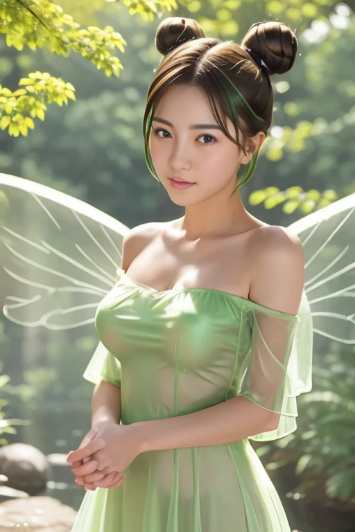 (Realistic, photo-Realistic:1.37),(8k, RAW Photos, highest quality, masterpiece:1.2), cute, 超detailedな, 超High resolution, Kodak Vision Color, Shooting with LT camera, Bokeh, Sharp focus, Watching the audience,photoRealistic,Realistic, alone、Official Art, unity 8k wallpaper, 超detailed, beautifully、aesthetic, masterpiece, highest quality, 、(RAW Photos、highest quality)、(Realistic)、highest quality、masterpiece、Very delicate and beautiful、detailed、masterpiece、highest quality、超detailedな、High resolution、One woman、slim、Art of a beautiful woman wearing fluorescent yellow (Fairy Dress) Pounce, Fairy Wings . Key Visual, Vibrant, 非常にdetailedな緑のレースの下着をつけて、A bra made of jewels、Sitting on a giant flower、A huge gerbera、Wings on both shoulders、8k,Sylph, the Wind Fairy,Green costume,Brown ponytail,very ,Green Eyes,Embrace the power of the wind,Flying through the forest,Transparent green butterfly wings,masterpiece,highest qualityのフォトリアリスティックなRAW Photos。Bright colors,Rich colors, Backlight, Cinema Lighting, Film Grain, to be born, 50mm lens, Nikon D850,detailedなキャラクターアート,Fantasy art,超High resolution,Ultra-realistic,smile,View your viewers,Fantasy,Beautiful expression,Wave to the audience,fly in the sky,Look forward,close,