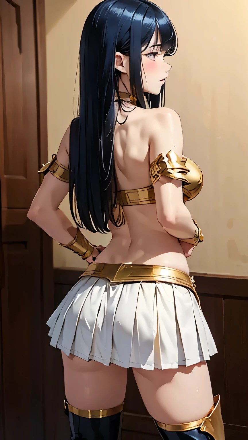Nsfw, (BSDM), asou yuuko, bikini armor, (((masterpiece))), (((best quality))), (((high resolution))), (((ultra-detailed))), 4K, ultra-realism, super detailed and realistic skin texture, perfect anatomy, perfect lightning, realistic shadows, natural light and color, (((face focus))),
BREAK 1man and 1girl, doggystyle, back view, pov hands
torso grab, gangbang, group sex, orgy, multiple boys, penis,doggystyle, from side, 1girl, 1boy, sex from behind,back
back focus,
BREAK (((girl is standing place both hands on the wall))), (((doggysex from behind,))), (((kisses in neck))),
BREAK 1 man, 25 years old , faceless male, wresler, big man, Height:180cm, body weight:80㎏,
BREAK 1 girl, 18 yo, Elegant mature woman, seductive, Fine skin, real looking skin, Height:158cm, body weight:42㎏, breasts:80cm, waist:58cm, hip:80cm, (((Ultra-fine facial texture))), (((Realistic beautiful face))), ((beautiful eyes)), ((detailed eyes)), ((beautiful fingers)),
BREAK ((flat chest)), ((slender body)), (((Thin thighs))), narrow waist, (((perky breasts))), Long legs, small face, BREAK armor knight, (((bikini-type gold metal breastplate, lift))), intricate decoration, (((crop top))), (((strapless dress))), ((Cleavage)), (((white choker)))), (((girl with a big sword))), ((prepare a sword)),
BREAK (((((Thigh-length gold metal boots, pin heel))))), (((gold metal gauntlet))), ((gold metal shoulder guard)), Metallic Shine,
BREAK (((knee length skirt))), ((((white pleated skirt)))), (((white panties))),
BREAK ((detailed hair)),((dark blue hair)), (((Long hair))), ((straight hair)), (silky hair), ((asymmetrical bangs)), ((hair between eyes)), 46 points oblique bangs, ((dark navy eyes)), natural makeup, gloss light pink lipstick,
BREAK ((The girl is resisting desperately)), ((Turning Head Away)), (ero_arched_back:1.2), ((Looking Up)),
BREAK blush, angry, surprised face, wide eyes, mouth open in shock, disheveled hair, blush, ((close eyes)), ((open mouth)), (sweating face), steam, breath, (gloss