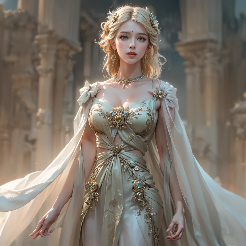 (masterpiece), (best quality), ((ultra-detailed)), (highly detailed analog style photo), natural lighting, photorealistic, extremely beautiful young lady in the marble rocks, dramatic pose, intricate detailed silver glittering ancient greek style pearl dress, shining, gloss, crisp, flirty, epic, focus, artistic, very bright, intricate hairstyle, pattern, bas-relief, cinematic shot