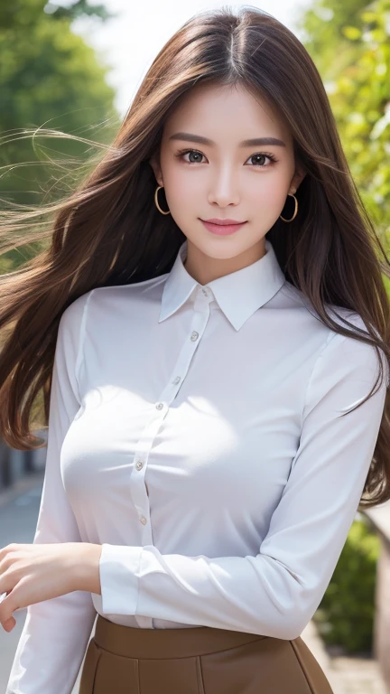 highest quality、genuine、Super detailed、finely、High resolution、8k wallpaper、one beautiful woman、、、light brown disheveled hair、wearing a business suit、sharp focus、perfect dynamic composition、beautiful and detailed eyes、thin hair、Detailed genuine skin texture、smile、model body shape、In a windswept meadow