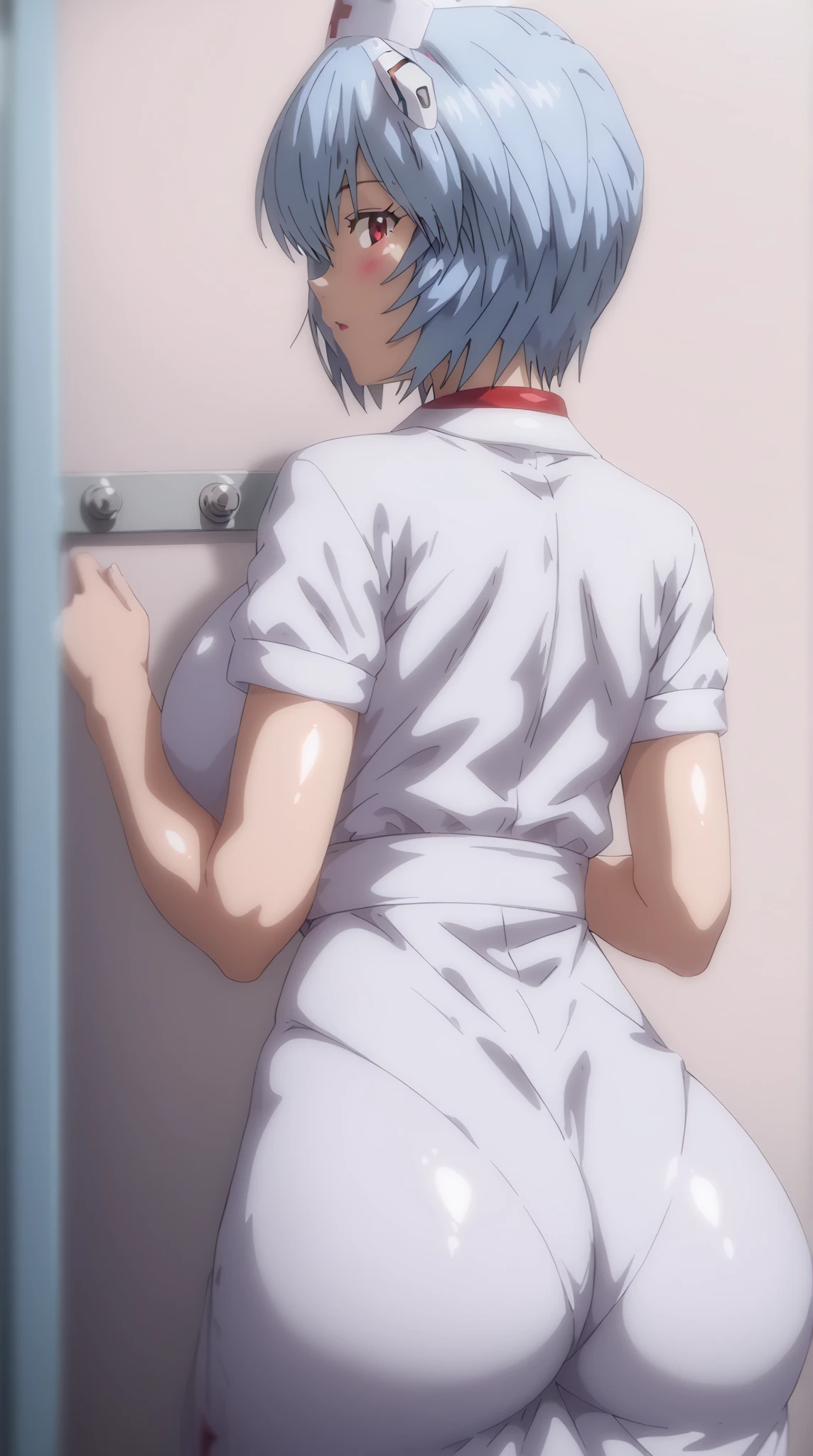 Rei Ayanami,all-fours,Teary-eyed,Turning a blind eye,tits out,Drenched,ssex,Getting by a man from behind