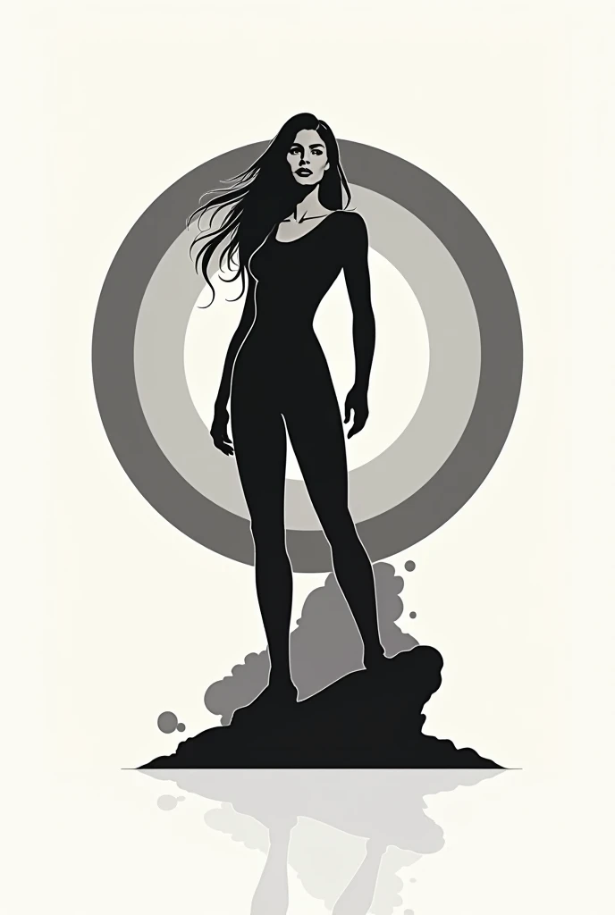 singlelineart style, black and white, drawing of a surfer woman