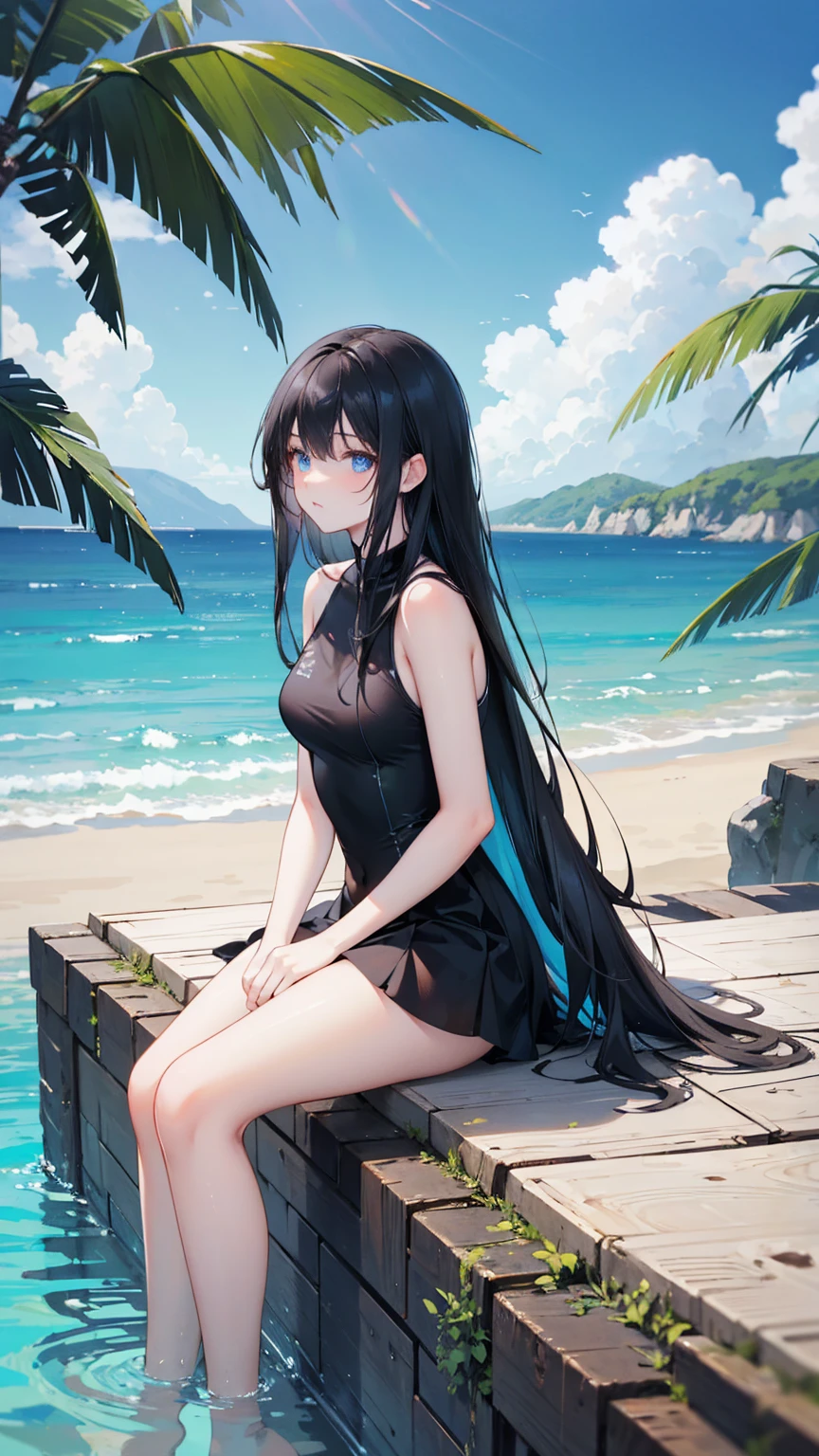 (masterpiece),4k, (ultra realistic), (best quality), (high detailed face),sexy, 1girl, a beautiful girl near the river, slim, long legs, (bikini), (flat chested), (black stocking), (front view), (ultra detailed body), (ultra detailed hair), (high detailed hands), anime, (on all four:1.4)