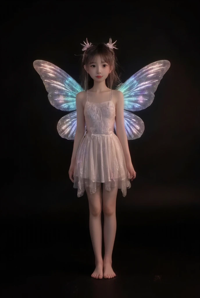 A beautiful starry night at the woods, scattering fireflies, mythical fairy flying into a European Female Toddler's hand, detailed face, detailed eyes, bokeh, shallow depth of field, insanely detailed and intricate