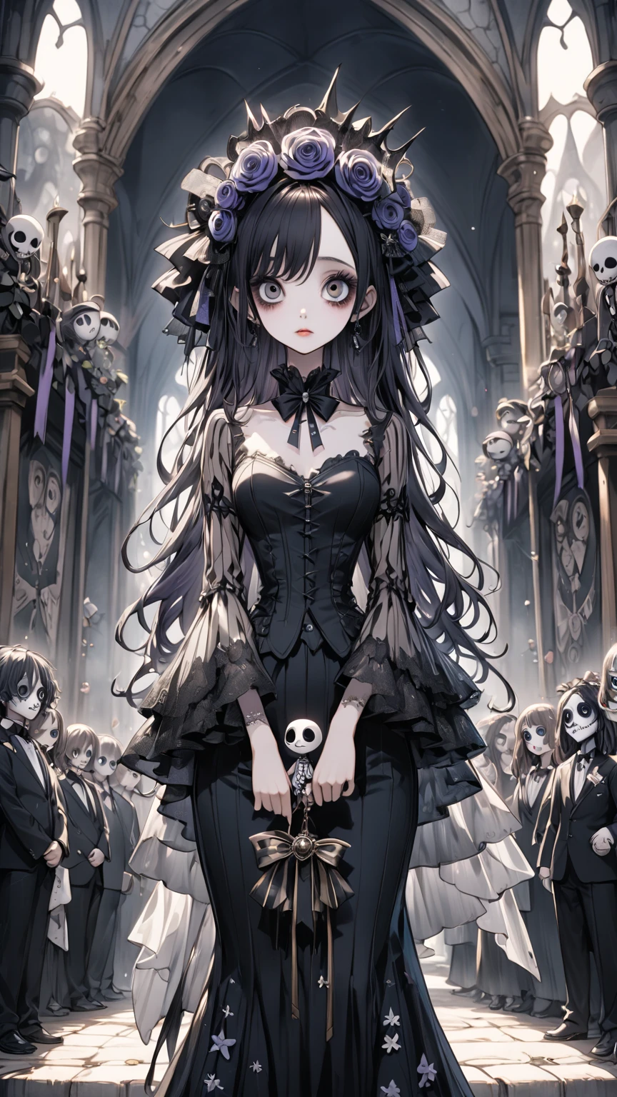 masterpiece, (textured skin), best quality, gorgeous beautiful, (a beautiful girl,goddess of death,)in underworld,detailed clothes,large breasts,narrow waist,, (beautiful face), cinematic lighting, (fantasy anime art ),
