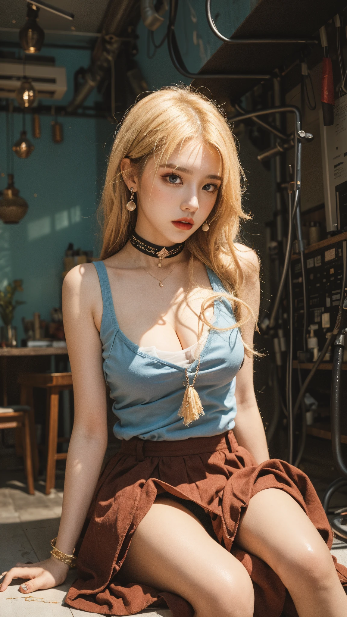 phgls, cup, in container, (masterpiece:1.6, best quality), (finely detailed beautiful eyes: 1.2), 1girl, solo, sitting, blonde hair, wings