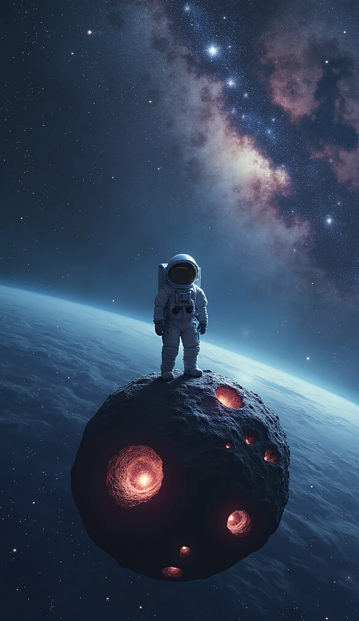 mysterious,dark,Ultra-HD-details, Ultra-HD-detailed, Ultra-HD-realistic,night,1girl, space suit,on one knee,BREAK,white glowing eyes,examining a red glowing crystal,deviant, mist,crystal cave,high face details,environmental lighting,beautifully lit,looks away raytracing,