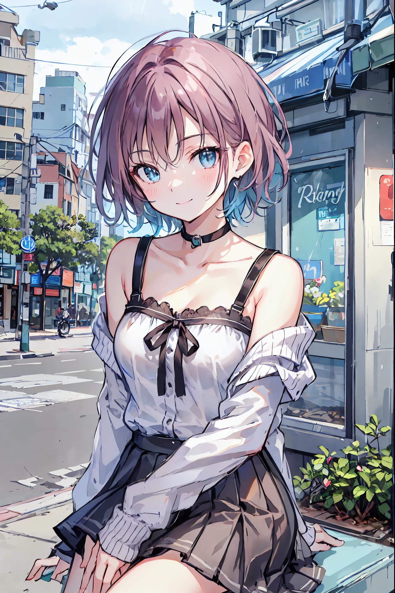 (perfection:1.1), (flawless:1.1), (best quality:1.2), (highest quality:1.2), street, 1girl, solo, (li:1.1), (child:1.1), cute dress, sexy smirk, (blushing:1.1), short hair, small breasts, athletic body, highest quality eyes, highly detailed, 4k, best resolution, high quality shadows, beautiful quality light, best quality upscale, most beautiful upscale