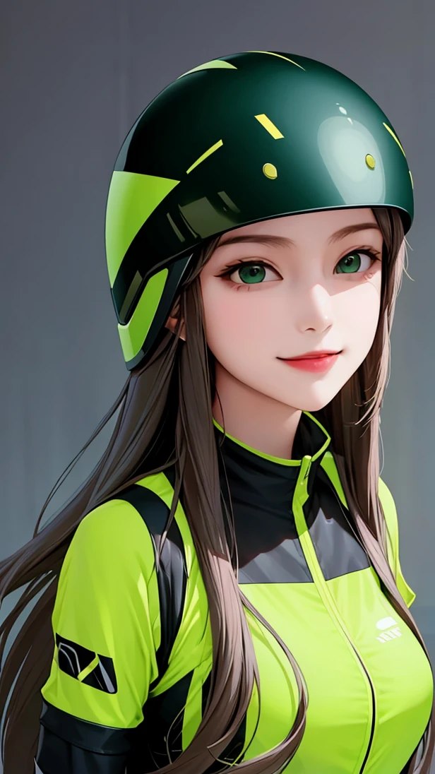 A girl wears a green banana hat，Facing the camera，Exaggerated hat shape，PBR material --auto