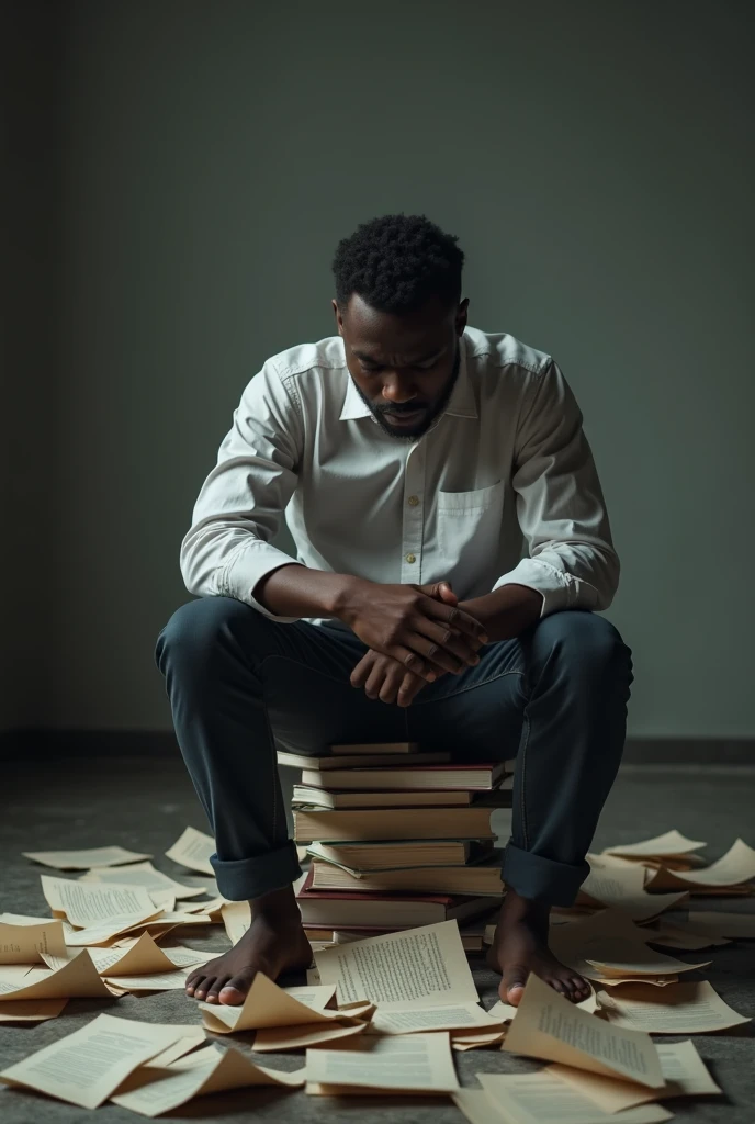 Dark-skinned, not-so-muscular athlete sits at the table and sees a photo album which he takes out to look at