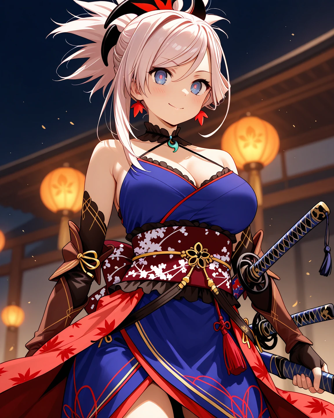 A ronin girl quickly draws her sword from its sheath, Horizontal slash with huge motion trail. Ultra detailed waifu action anime iaido style, Quiet concentration, In front of the candlelight, FGO