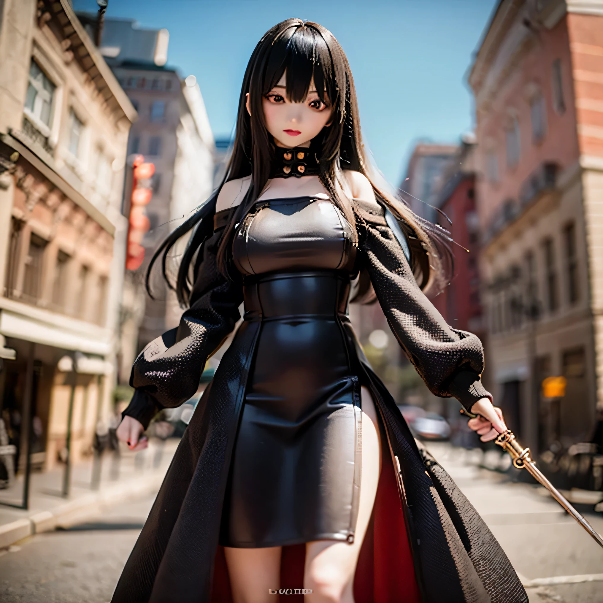 black long dress that can be used for 25 years
Pick up a weapon( top quality,4K,8k, high resolution, Masterpiece:1.2)Hold up a weapon
Long black hair