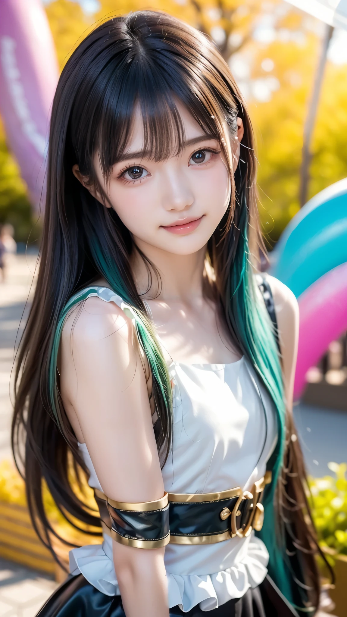 A close up of a woman with long hair wearing a white top - SeaArt AI