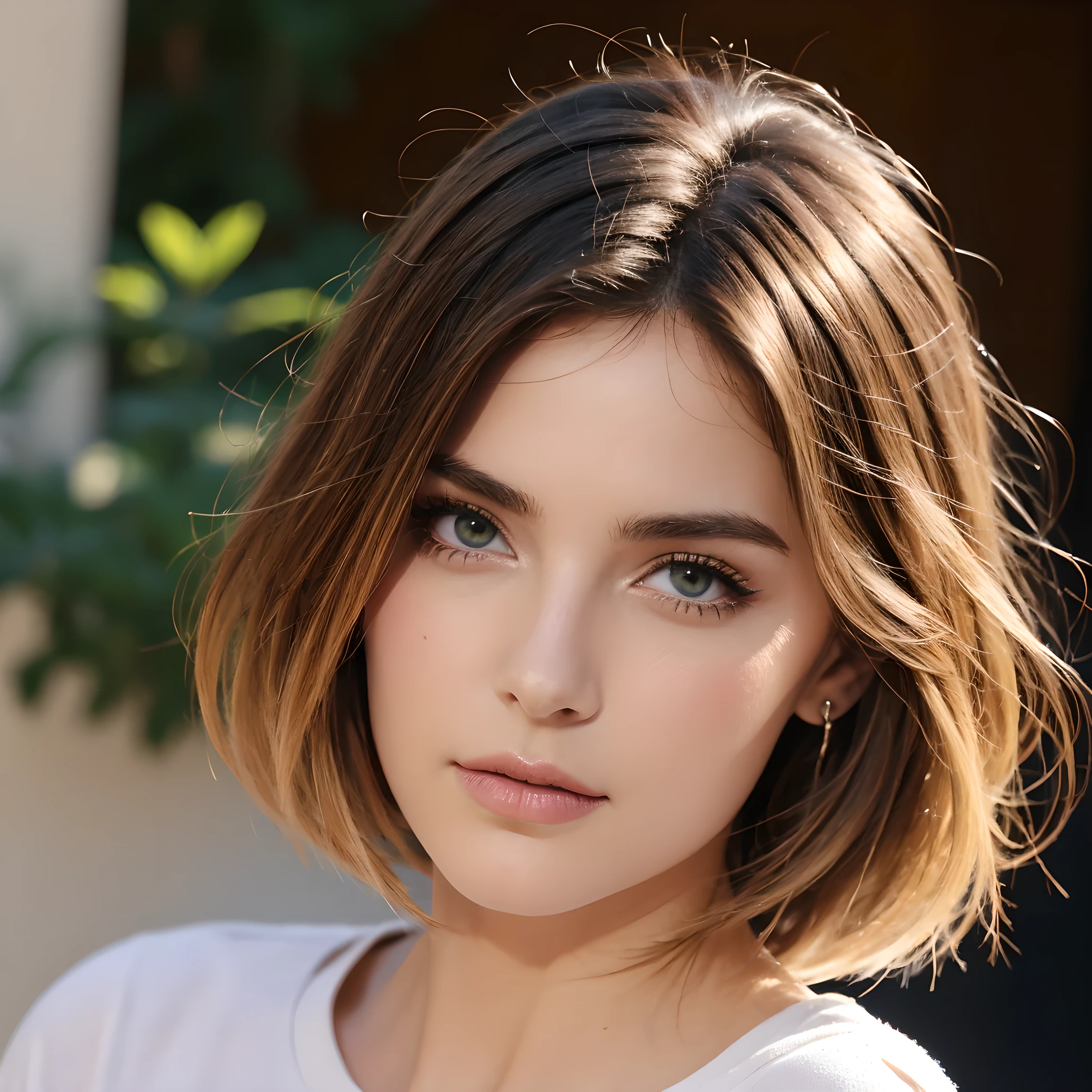 femme eurasienne  de 24 ans ,  portant un t-shirt court transparent, cheveux noirs, ((rougir: 0.8)), texture de peau naturelle, textures 4K, très détaillé, détails insensés, couleurs pâles , ((longs cheveux ondulés)), ((sourire sur visage: 0.4)),  (( regardant directement la caméra)), ((tête inclinée: 0.8 )), yeux verts
