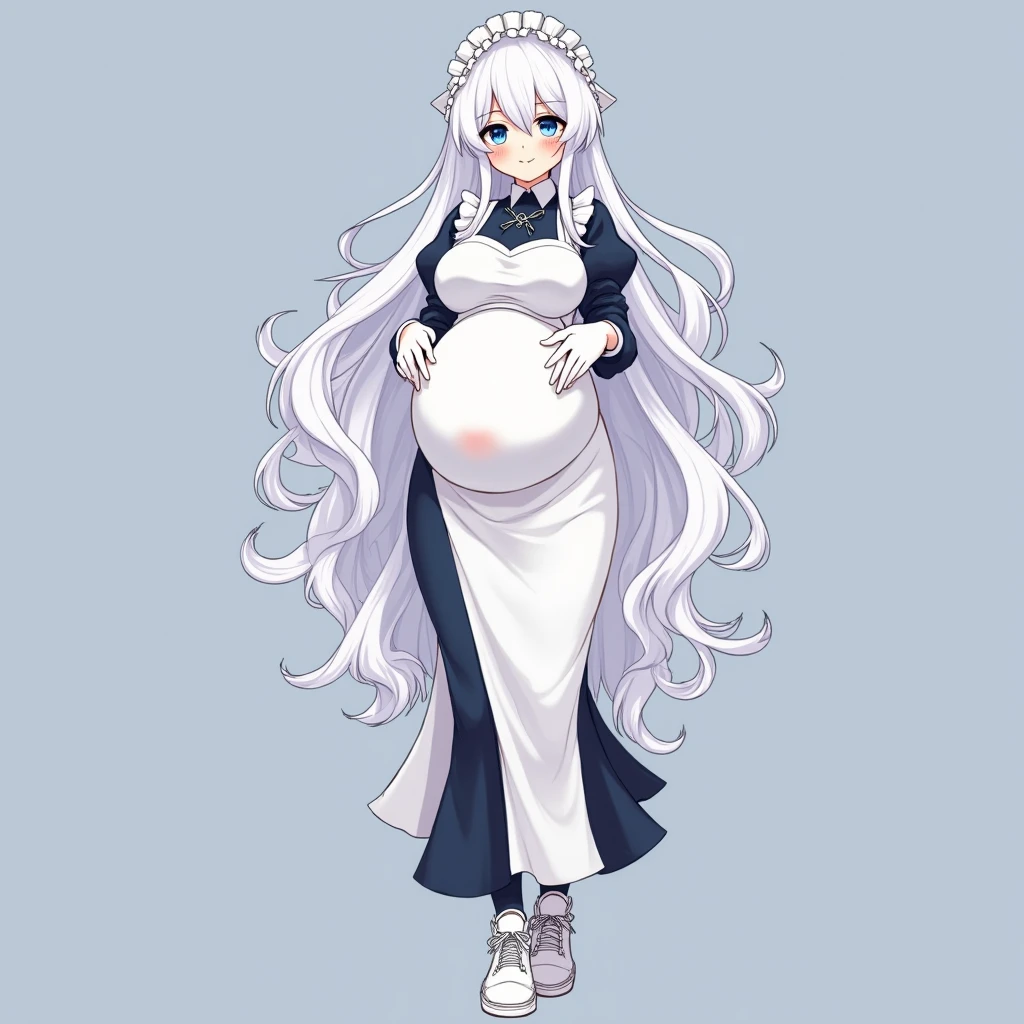 <lora:Eris0.33:0.6> cat ears, animal ears, veil, 1girl, solo, hood, habit, nun, smile, blue_eyes, silver_hair, long_sleeves, dress, purple_eyes,  coolar, <lora:pregnant_belly1.6:0.8> , zkz, pregnant, 1girl, solo, nun.