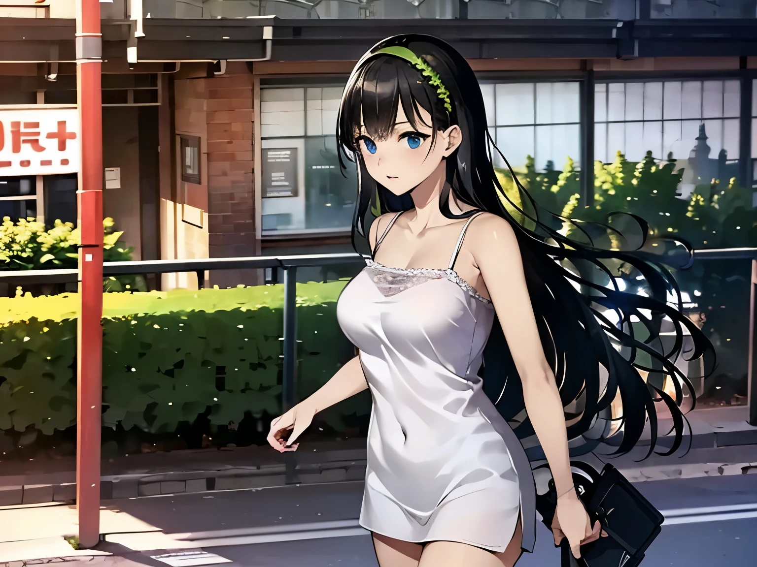 ((Fern)),( Masterpiece:1.2),( top quality:1.2),( ultra high resolution:1.2),(8k:1.2), is present,photo is present,hyper is present, smoother lighting , very detailed,映画の照明 quality improvements, quality improvements, sharp concentration, alone, girl1name, girl, long hair,(hair ornaments, white camisole:1.3), dynamic angle for women, staring at the audience , Center the image,cowboy shot,