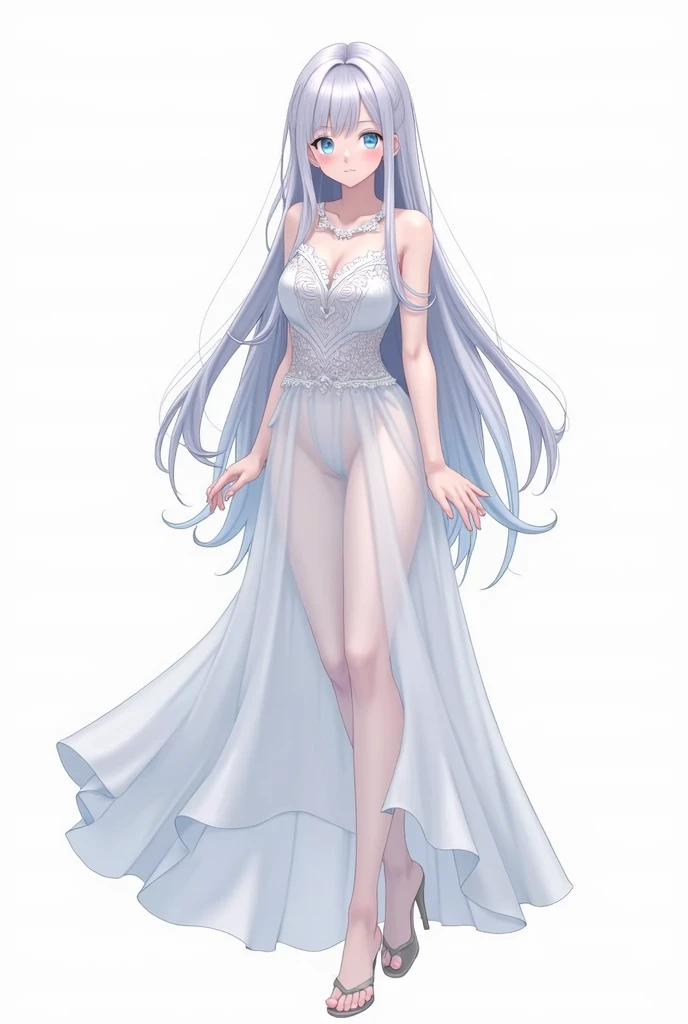 Masterpiece, a beautiful void goddess, gorgeous clothes on gold pattern, full body white transparent bikini standing under empty night stars, disappeared transparent pants, full body standing, tall figure, slender legs, facial details, detailed body part details, 8k wallpaper