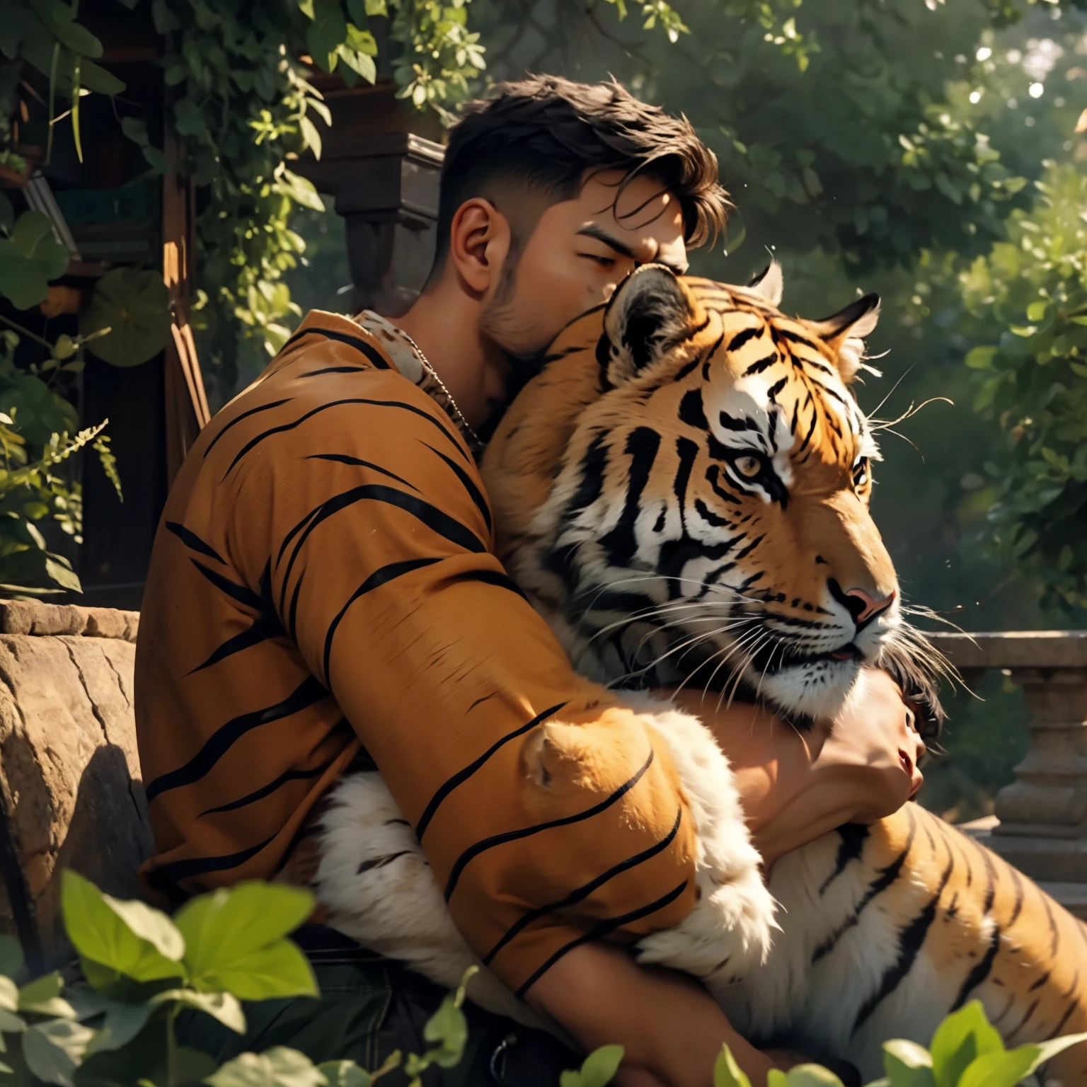 In the arms of a tiger