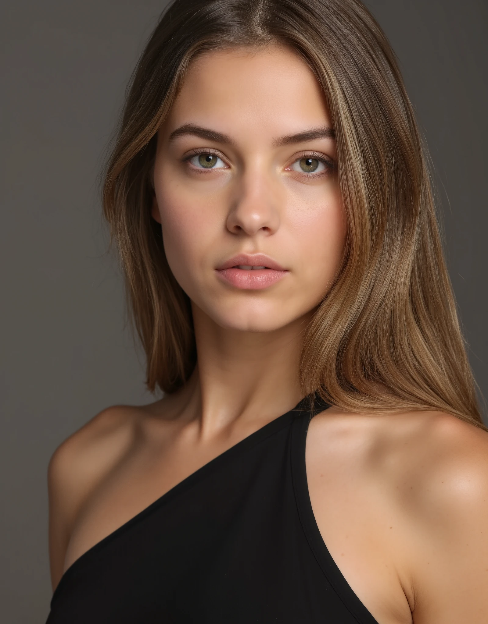 A stunning young woman with long, dark blonde hair masterpiece , rolled up :1.2), 1 , solo high resolution , , very long hair , masterpiece , , high resolution , Raised details , HD, high quality, super detailed , UHD, of black dress , Sharp focus, high dynamic range, depth of field, Masterpiece, highly detailed, ultra-texture, skin detail