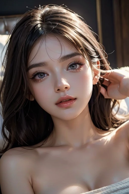 NSFW, hot, Nun Girl, Perfect face, perfect body, body shot: 1.3, Ultra details on beautiful face, Hair to the wind, ultra details, 8k, closeup on her big round breasts, background inside a church