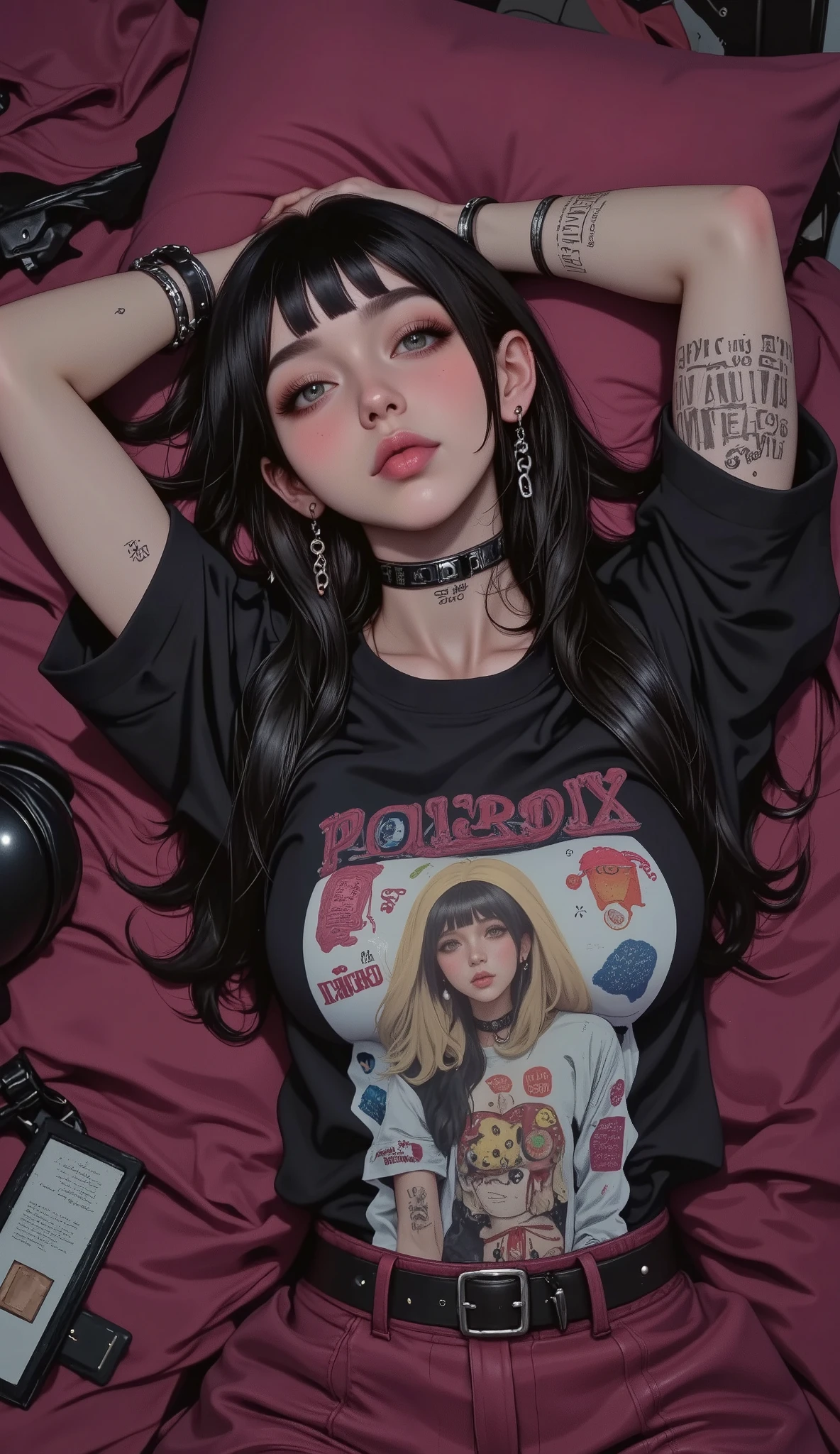 nsfw,(Tabletop:1.2, Highest quality:1.2), 32k HDR, High resolution,(Stuffed bear:1.2),((teddy bearのぬいぐるみを抱えているGirl:1.4)),(teddy bear),🧸,(teddy bear),Bobcut,hoodie,black pink shirt,Black shorts,Blunt bangs,日本人のGirl,Lolicon,Goth, (Professional Perspective),(15 years old,Girl), (Attractive punk girl),Dramatic Light, (Small Bust), (Front Face), (Resistance的な表情), ((Resistance)),((Short 髪)),(A bold and daring look), (Pale skin), (Dark clothing), (Band T-shirts), (Ripped jeans),Crew neck), (Close-up shot),both hands, Normal hand, Two arms, Complete Hand, Normal finger, Five Fingers, Five Fingers, (Thumb Index Finger Ring Finger),(Showing off your crotch),(Tattoos all over the body),(A body covered in tattoos),(Sitting on the couch with your knees),((Stick your tongue out:1.2)),((Sticking his tongue out at the camera:1.5)),((Sitting cross-legged on the sofa)),