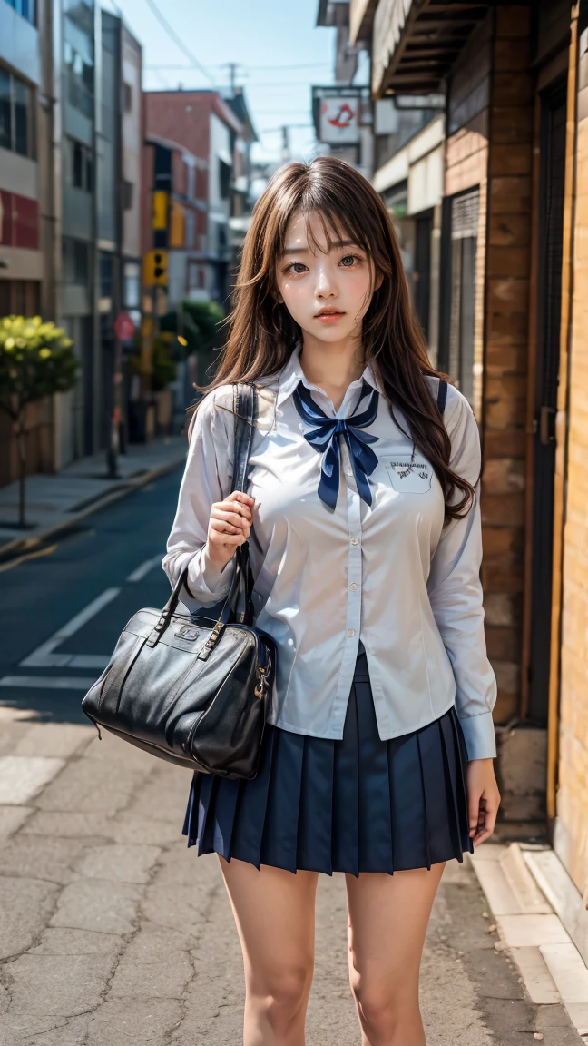 Stand in the classroom of school2fashi-girl,red tie uniform,Dark Blue Closed Blazer,Blue plaid mini skirt,18-year-old,bangs,a little smile,thighs,knees,from below,random pose,pretty girl,slender girl,white panties,blonde with short cut,Side waves with a short cut,