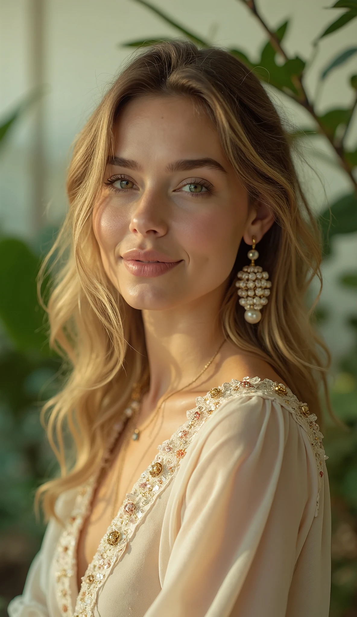 (best quality,high-res,ultra-detailed),uma mulher de 50 anos,(beautiful detailed short hair,light honey blonde,slightly curly,mid-size),beautiful detailed eyes,beautiful detailed lips,(realistic,photorealistic:1.37)portrait,painting,subtle warm tones,soft lighting,detailed wrinkles and facial features,graceful pose,neutral background.8k quality