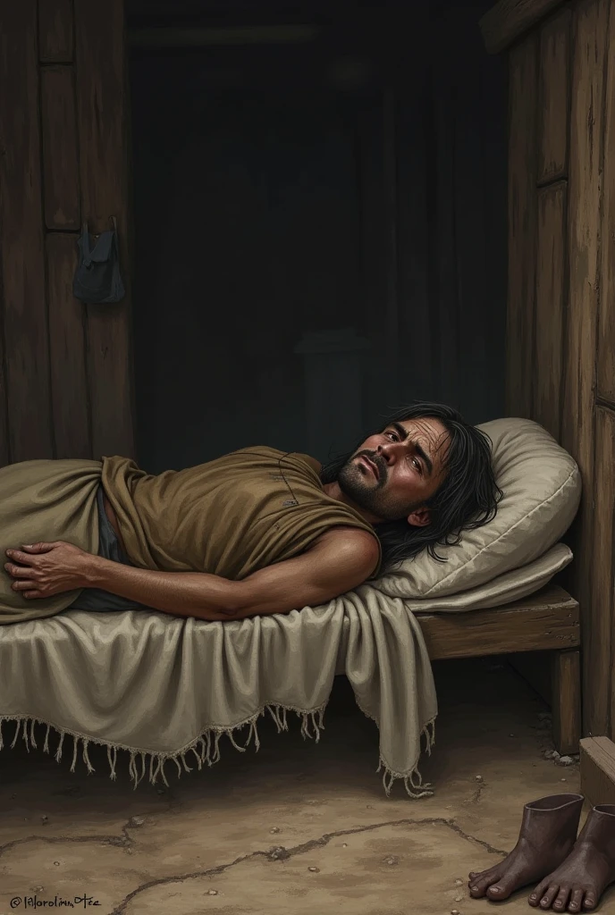 ((best quality)), ((masterpiece)), (detailed), a begger man, starving, young, hairy, naked, genitals