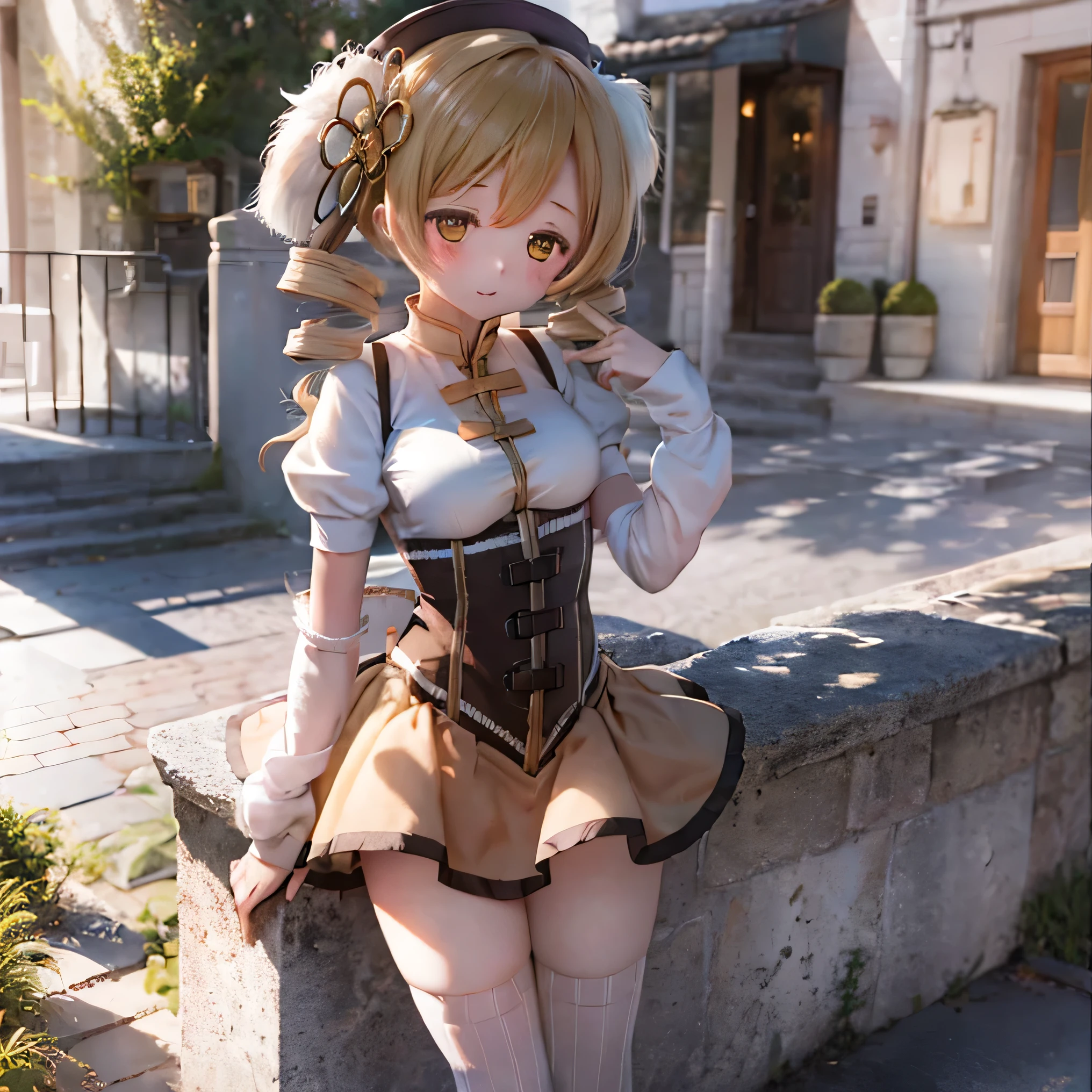 ( nudes) , Over-the-shoulder hairstyle like Mami Tomoe、魔法少女まどか☆マギカの巴マミ、(((( thigh high socks )))