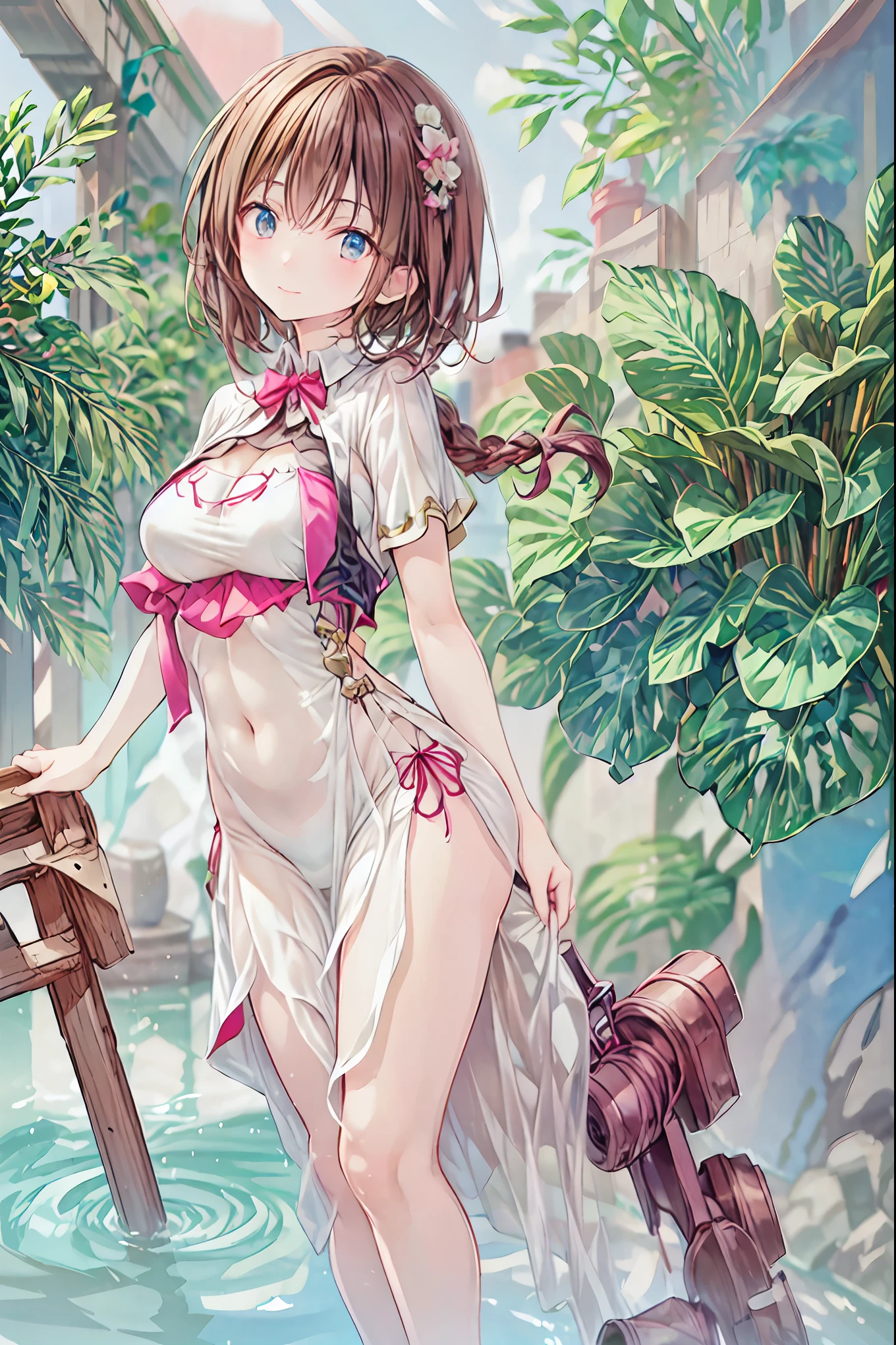 hitenkei style, claude monet style, oil painting, grape farm, vineyard, carrying basket, southern italy, ((topless)), nsfw, masterpiece, summer, 1 girl, erect nipples, intricately detailed, navel, bare shoulders, brown hair, necklace, head scarf, scenery, extremely detailed, bare breasts, puffy nipples, yellow eyes, bare stomach, soaked, medium breasts, pearl bracelets, teen, soft eyes, smiling, armpit, sweaty, happy, half open eyes, lusty eyes, blushing, tied hair, 1 ear visible, side bangs, sleepy eyes, large nipples, lifeless eyes, tuscany, full body, long white skirt, scenery, winery, huge nipples, long nipples, slim waist, saggy breasts