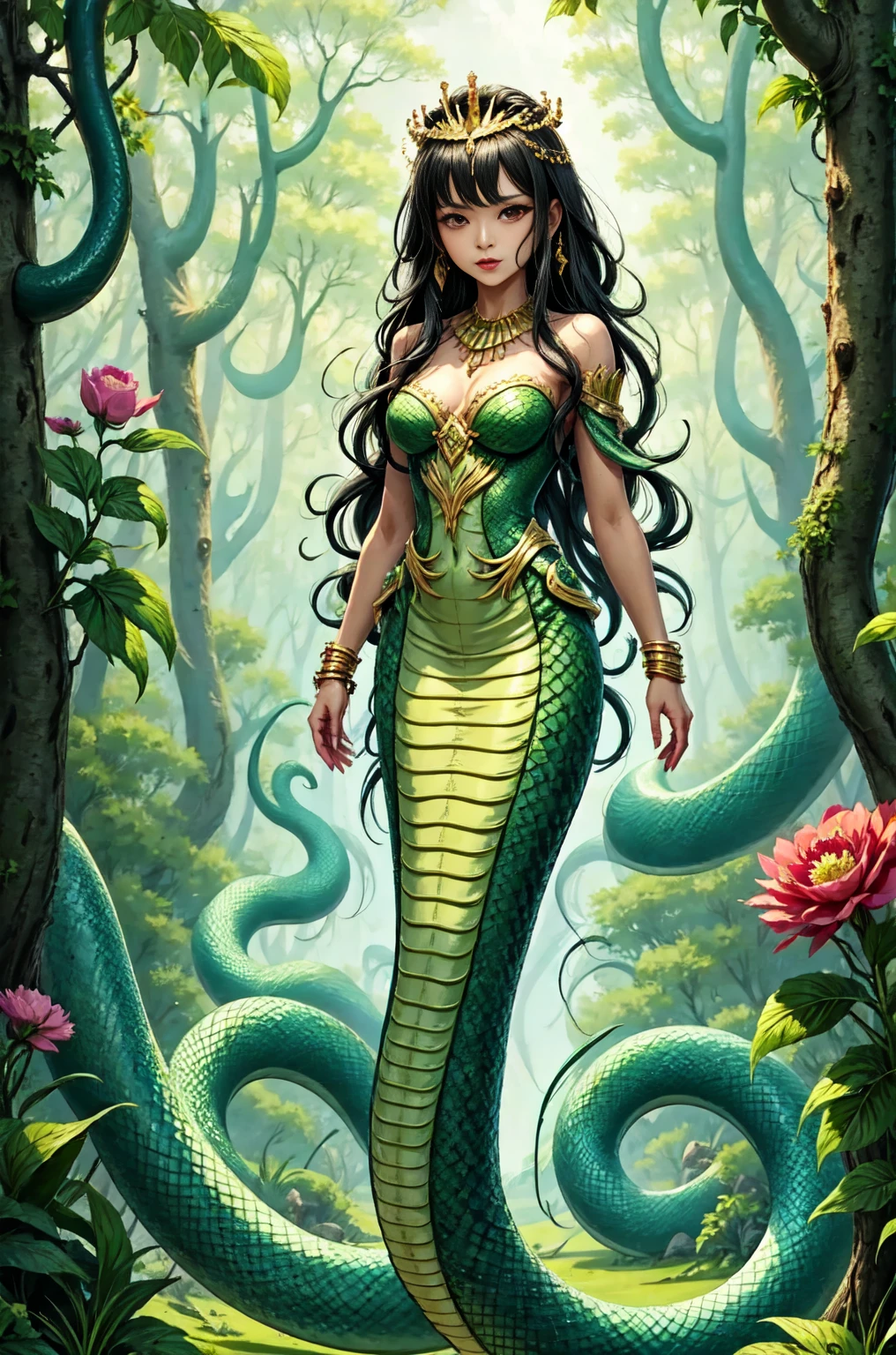 Create a detailed backstory for the Gorgon Serpent, exploring its origins, its relationship with other mythical creatures, and the legends that surround it. Consider how it interacts with humans and what moral lessons its tale might convey.