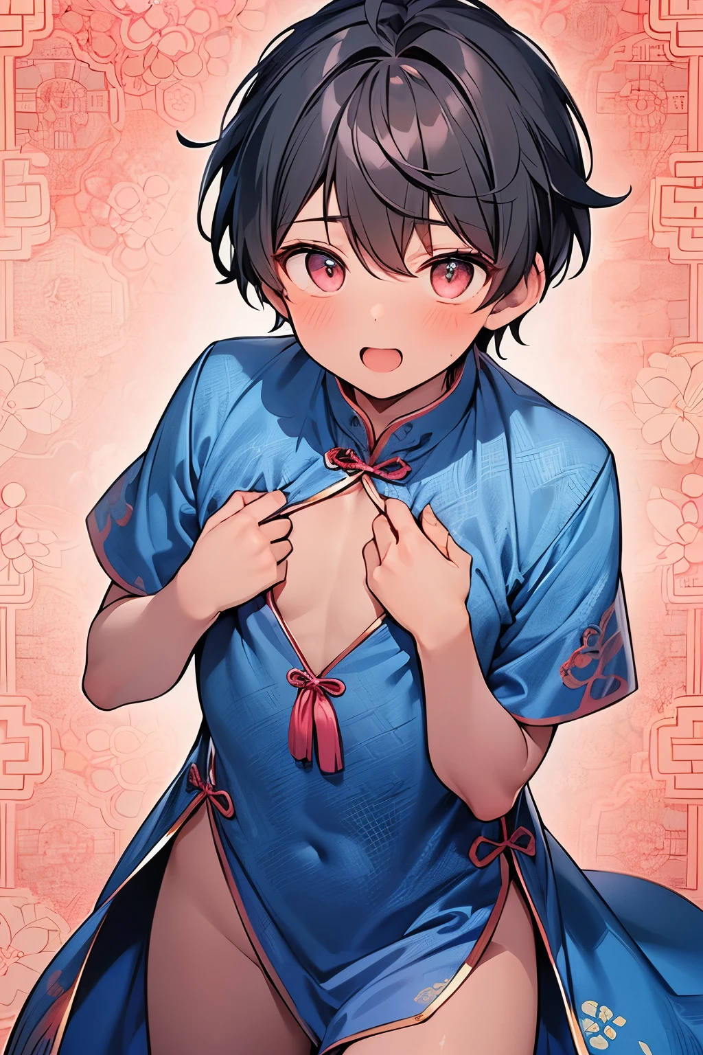 NSFW,Aarinko、short hair、Black Hair、Bobcut,Small breasts,(Red Chinese dress:1.5),Sleeveless,(China:1.3),Embarrassed,blush,(Being sexually aroused:1.5),(Perfect hands),(Perfect Anatomy),(masterpiece),(highest quality),One man,(Doing sex:1.5),(Ecstasy face:1.7),(A sloppy look:1.5),(orgasm:1.3),Lift your butt,Looking back,On all fours