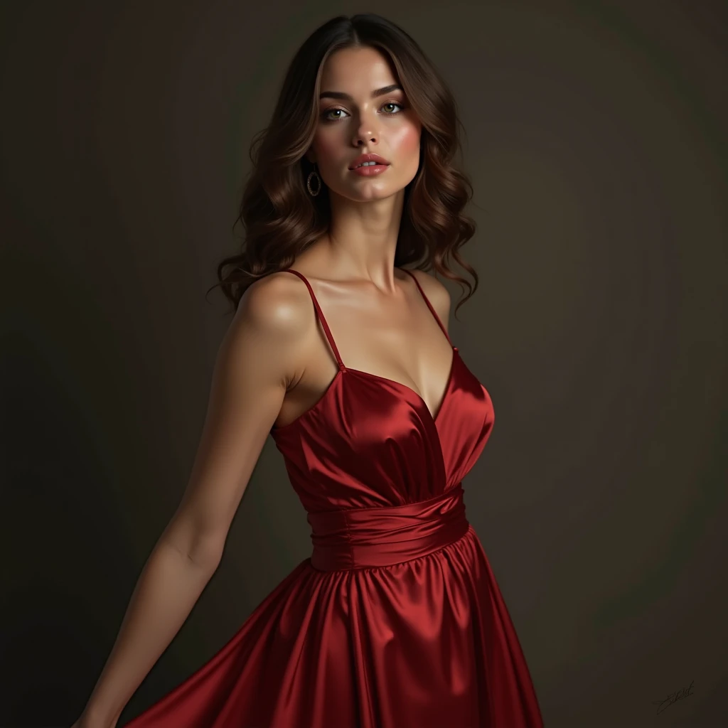 closeup shot, woman in a dress standing in front of a window, romanticism, in evening gown, flowing gown, wearing a flowing dress, mysterious woman, haunting beautiful young woman, wearing a black flowing dress, flowing dress, woman in dress, extremely moody red lighting,