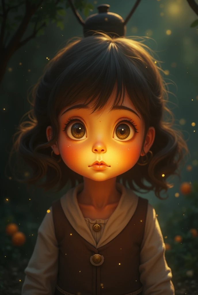 an Iranian baby girl with dark brown eyes wavy dark brown hair and light olive-skinned. the girls name's meaning is elixir. use this item in back ground