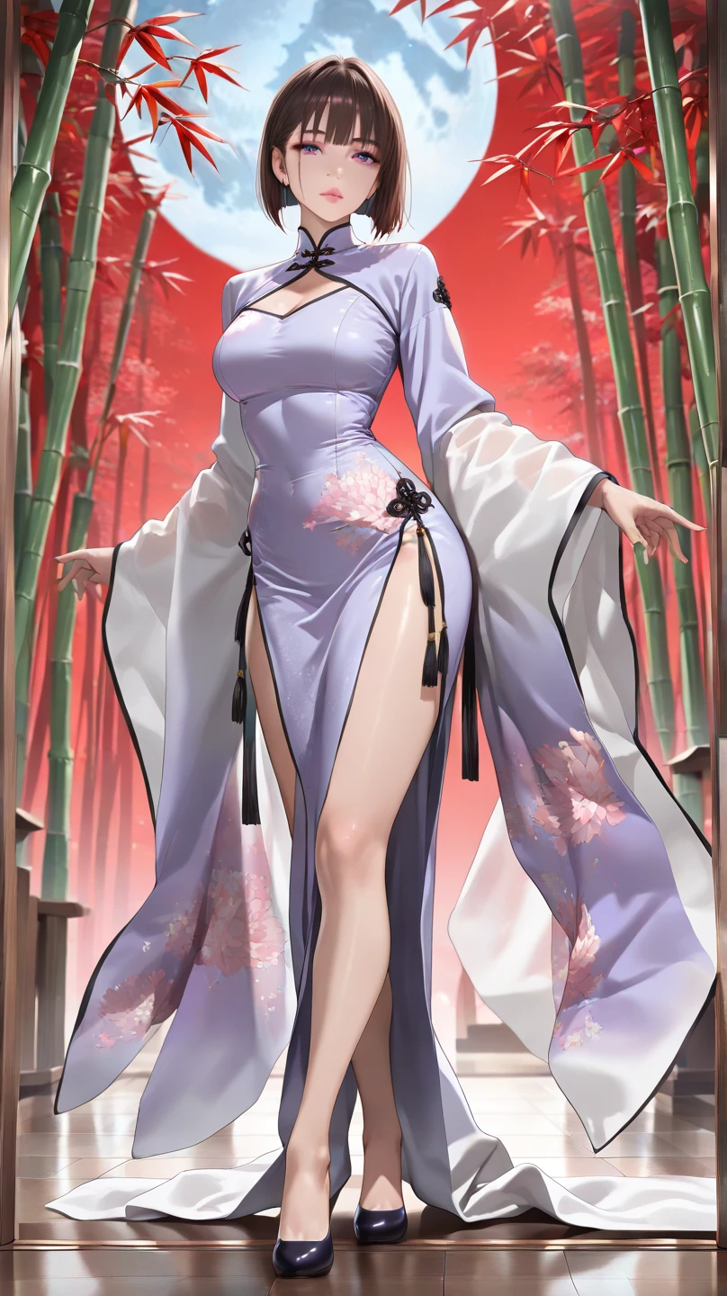 realistic, 1girl, full body, black hair, glowing eyes, cat ear, unbuttoned flower yukata, parted lips, big breast, blush, night, flowers, moonlight, hyper-detailed, high quality, 8k, photorealistic, professional digital painting, dramatic lighting, vibrant colors, intricate details, naughty pose, serene atmosphere, natural environment, ethereal, dreamy