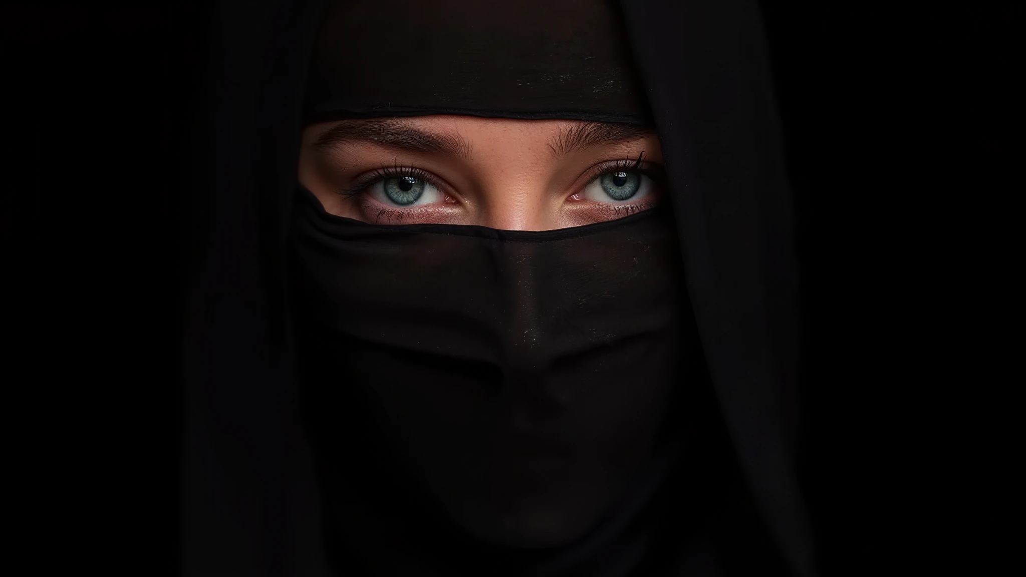 cinematic film still of  <lora:burqa:1>
a naked breasts woman with a niqÄb on her head burqa style, shallow depth of field, vignette, highly detailed, high budget, bokeh, cinemascope, moody, epic, gorgeous, film grain, grainy